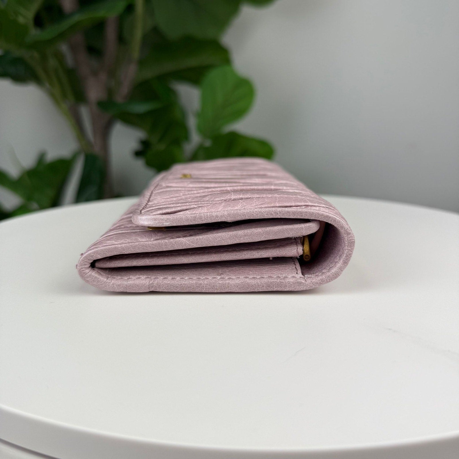 Authentic Miu Miu Matelassé Leather Long Wallet