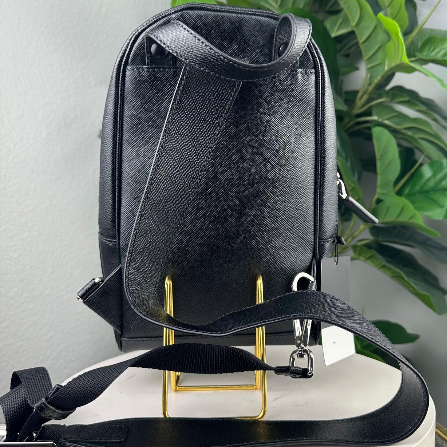 Authentic Prada Convertible Sling Backpack Black