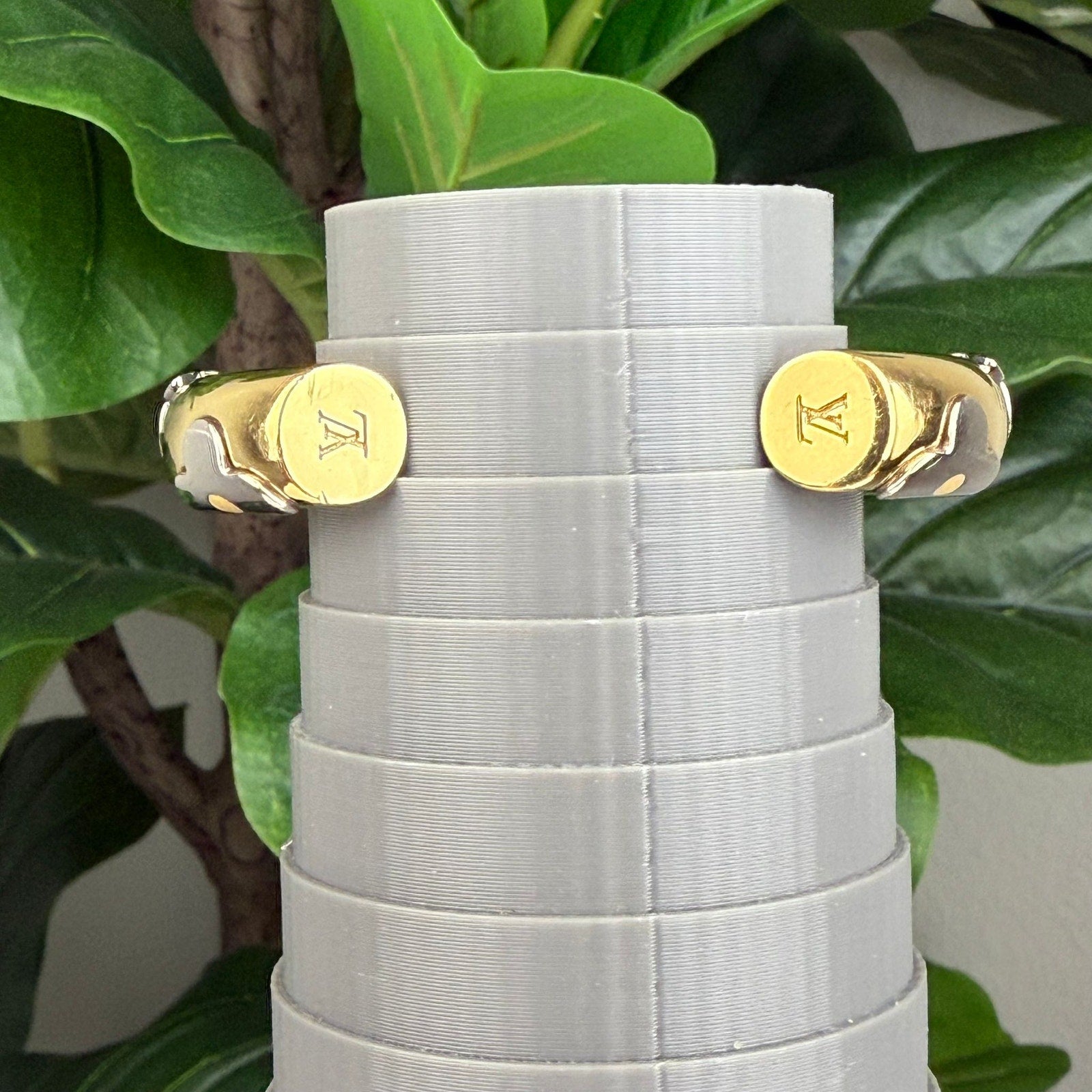 Authentic Louis Vuitton Bangle Monogram Metal Gold Silver