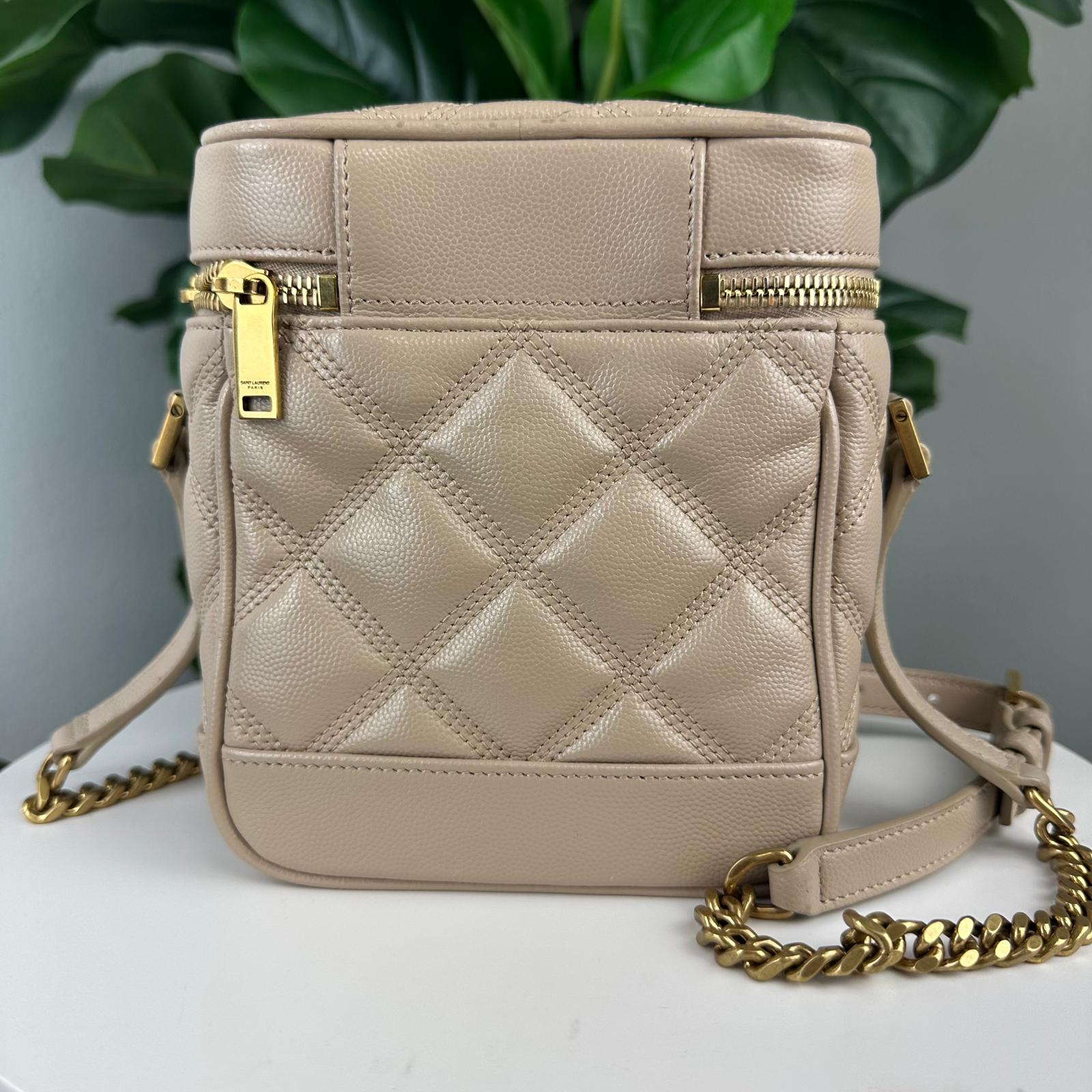 Authentic Saint Laurent  Grain de Poudre Quilted 80's Vanity Bag