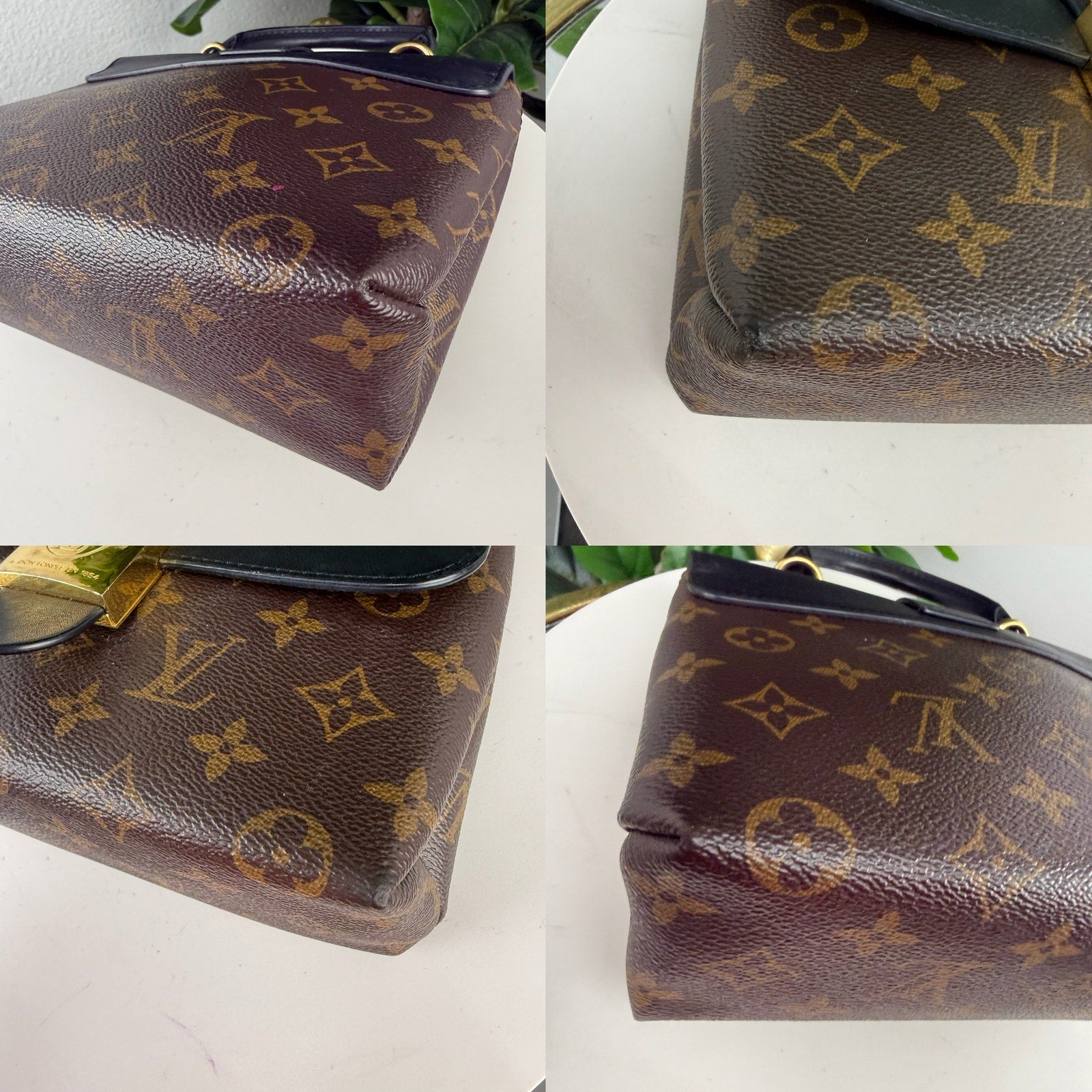 Louis Vuitton Monogram Reverse Locky BB Black Leather Top Handle Crossbody Bag Authentic Pre Owned