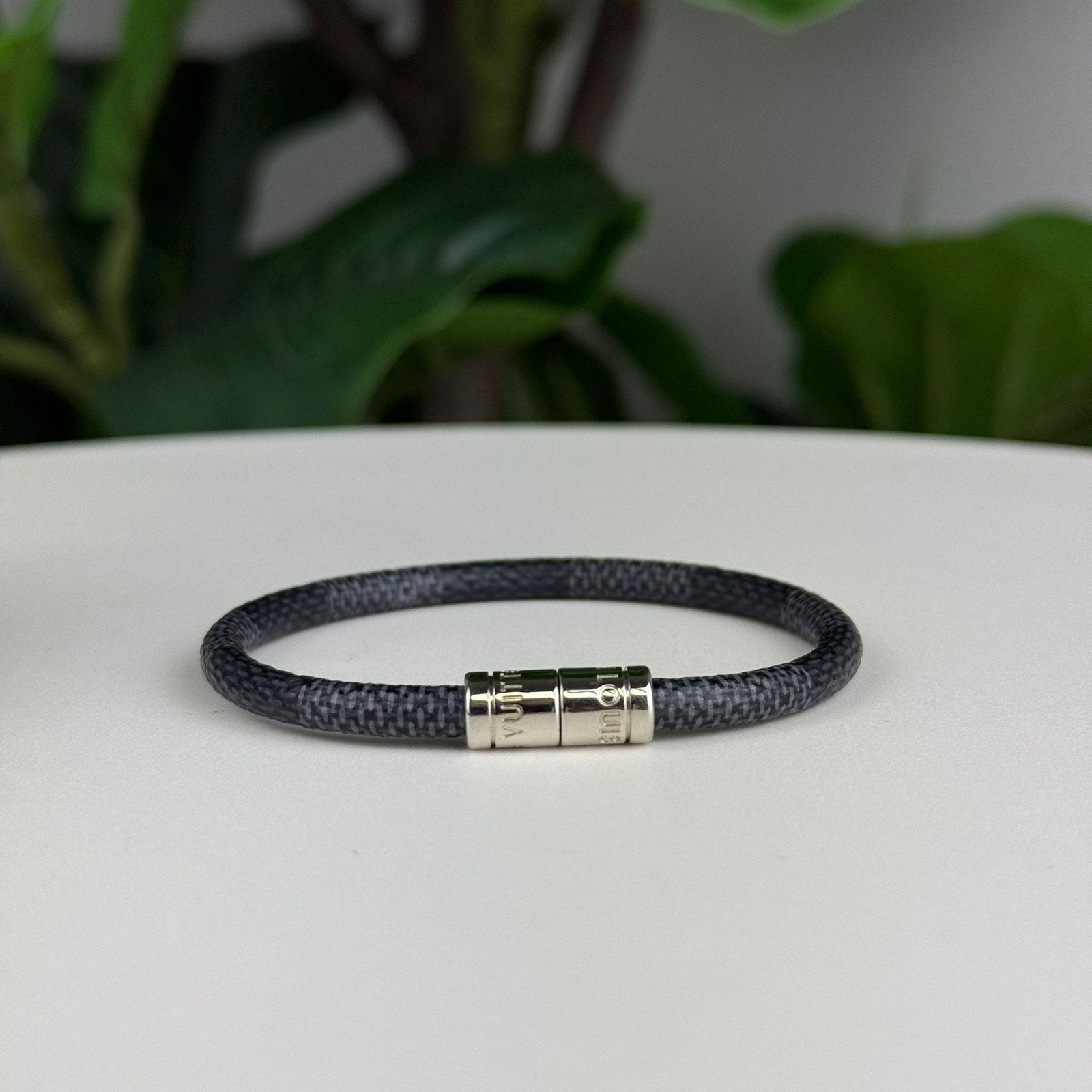 Authentic Louis Vuitton Damier Graphite Keep It Bracelet 6.75"