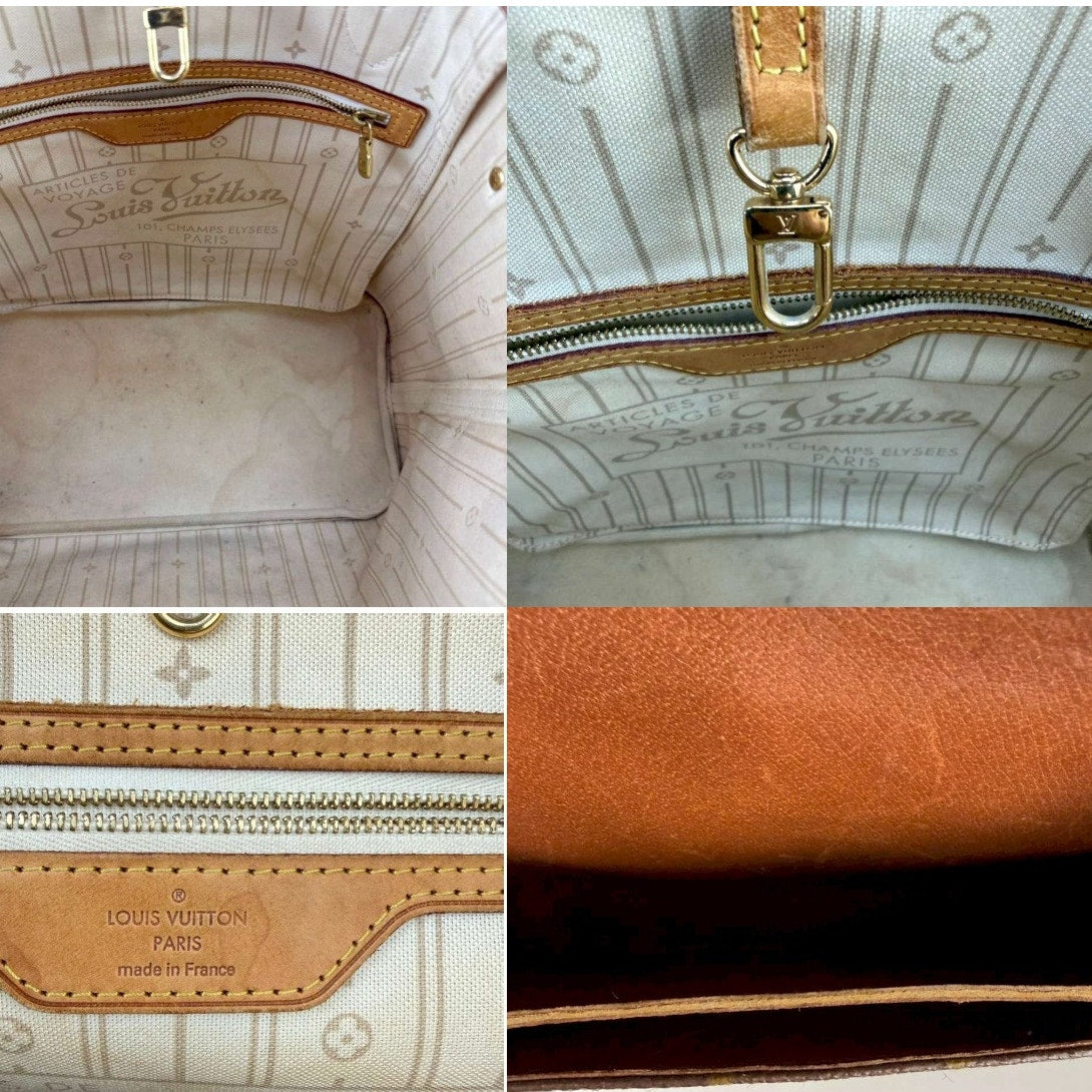 Authentic Louis Vuitton Neverfull MM Tote Bag Damier Azur Canvas