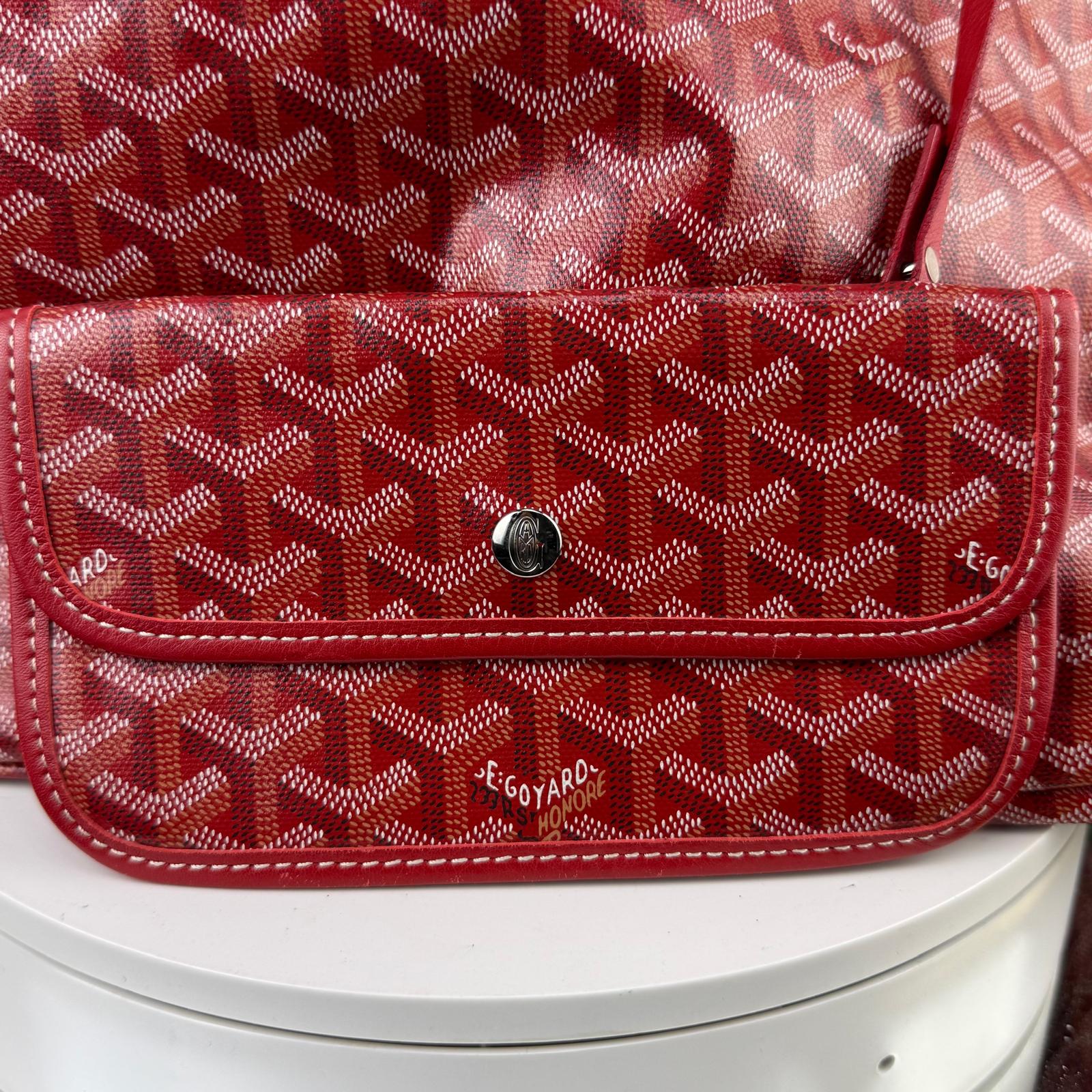 Authentic Goyard Saint Louis PM Tote Bag Red