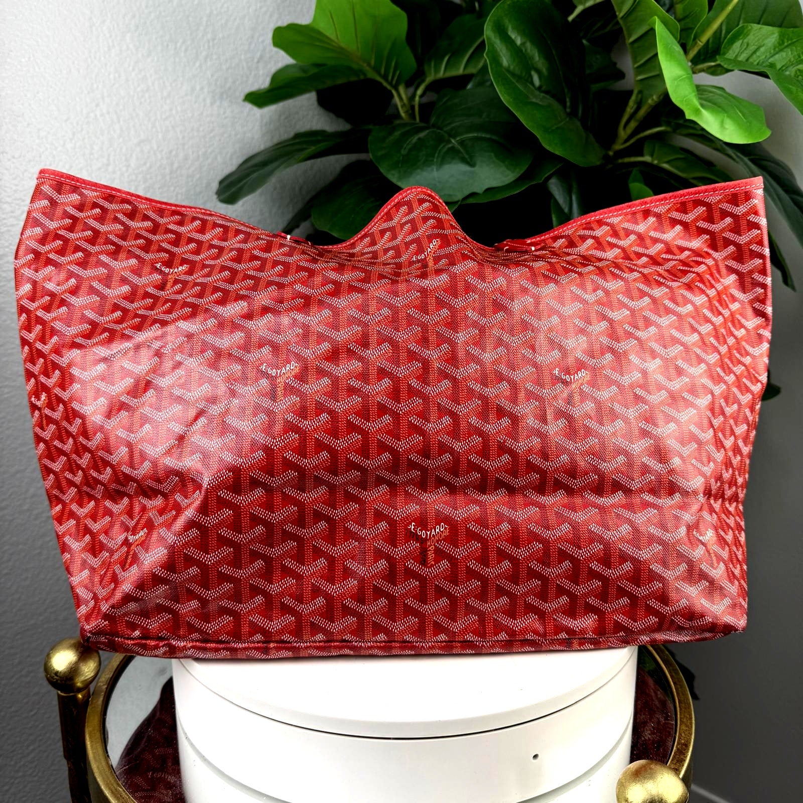 Authentic Goyard Saint Louis PM Tote Bag Red