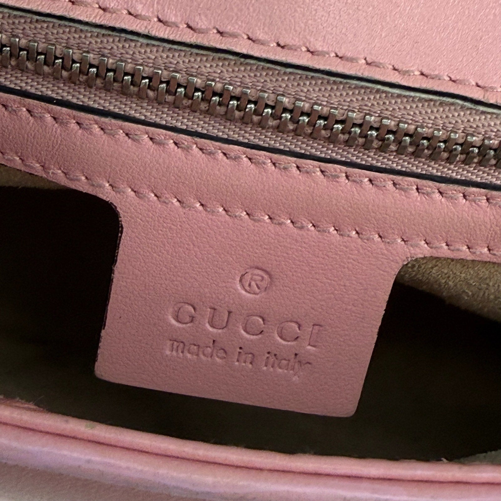 Gucci GG Marmont Small Matelassé Pink Leather Shoulder Bag Authentic Pre Owned