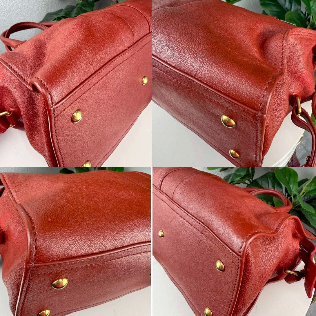 Authentic Saint Laurent Cabas Chyc Medium Tote Bag Red YSL