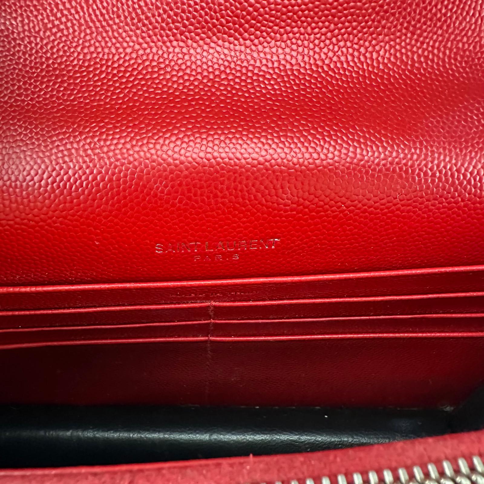 Authentic YSL Yves Saint Laurent Chevron Quilted Shoulder Bag Red