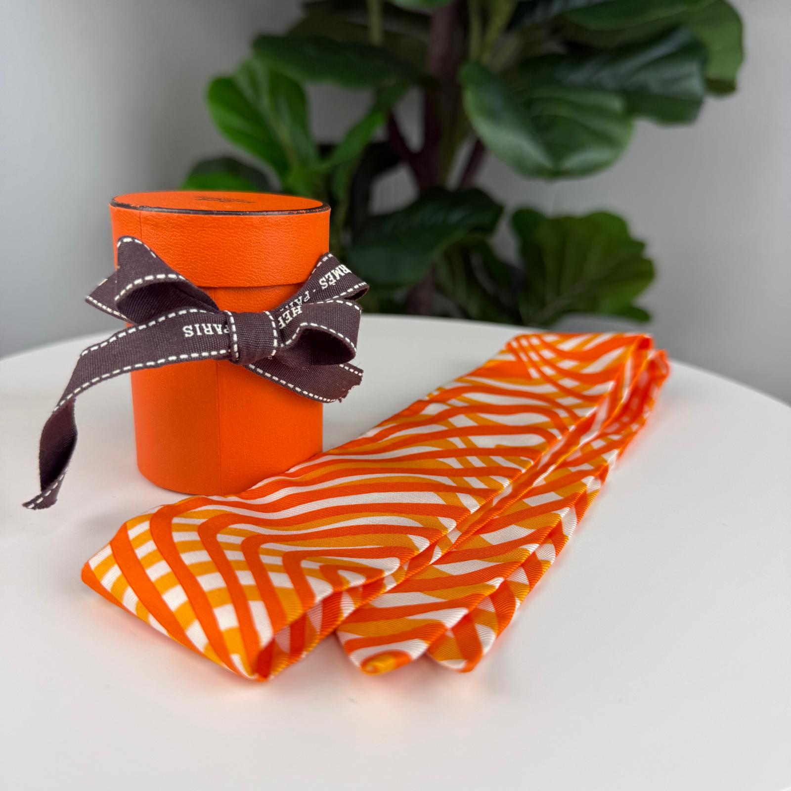 Authentic Hermès Hermes Twilly Silk Scarf Orange