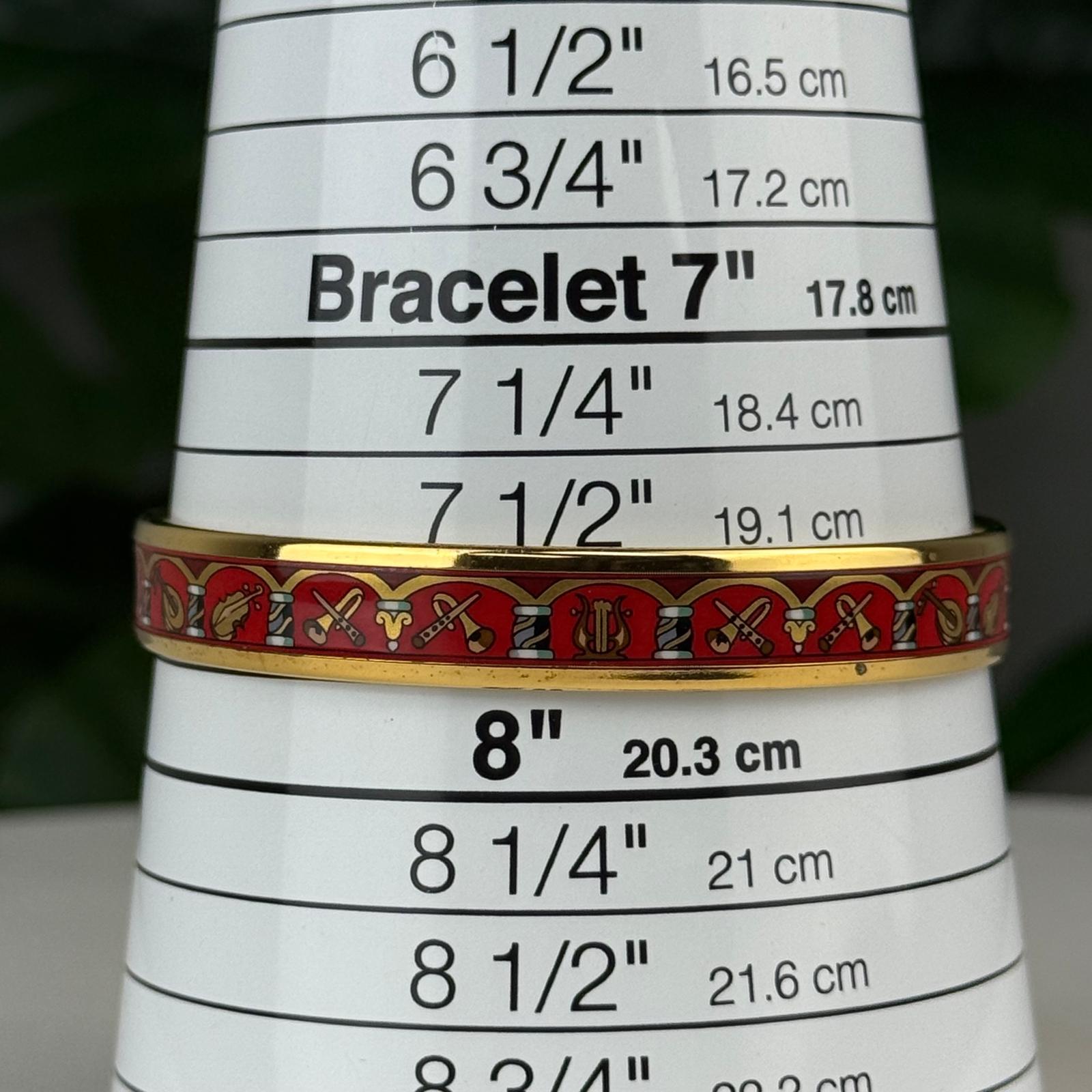 💎Authentic HERMES Enamel Printed Cloisonne Musical Instrument Bracelet Size 7 3/4"