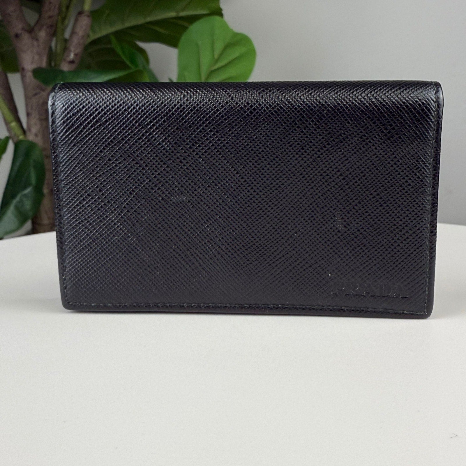 Authentic PRADA Saffiano Card Wallet Black