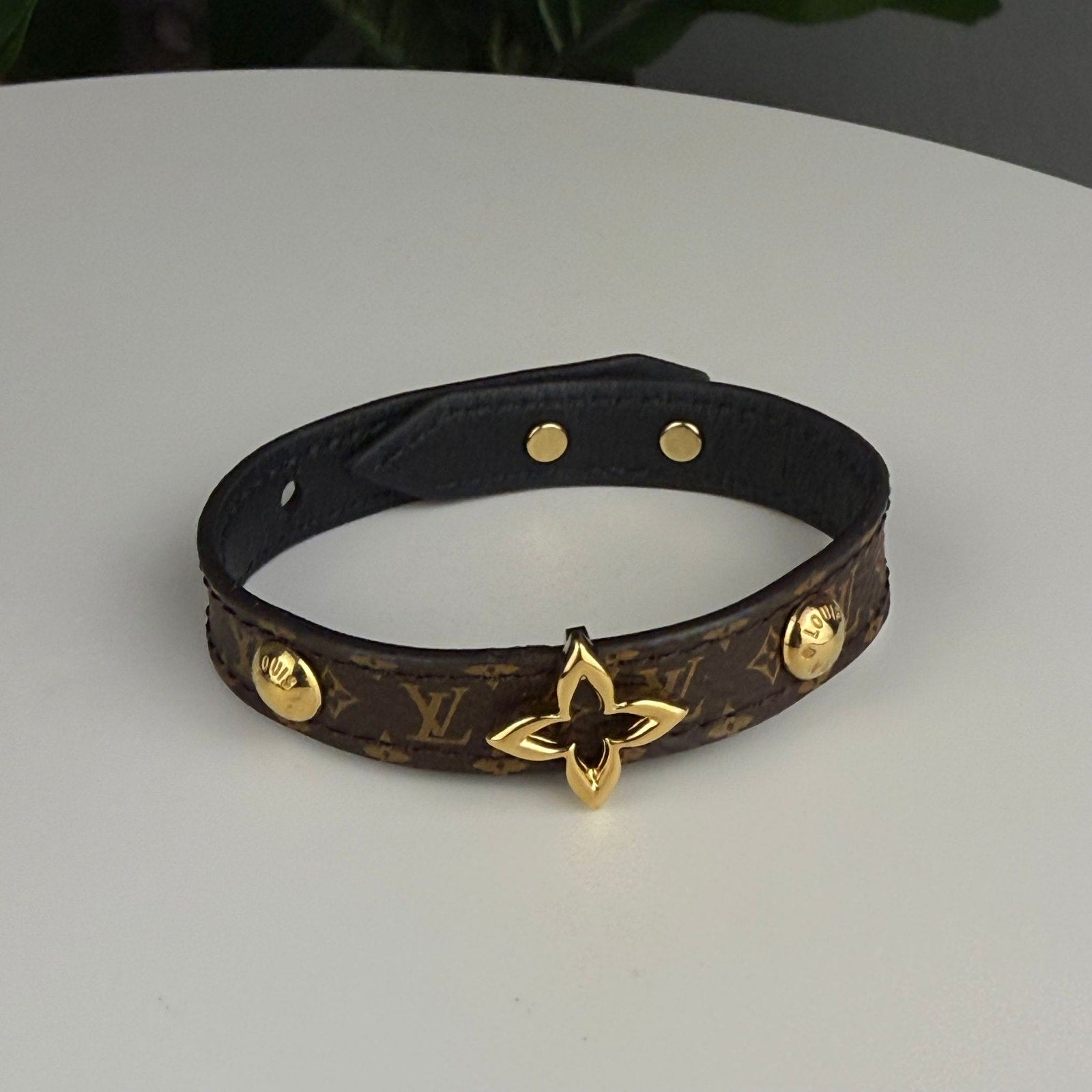 Authentic Louis Vuitton Monogram Blooming Bracelet Brown Gold