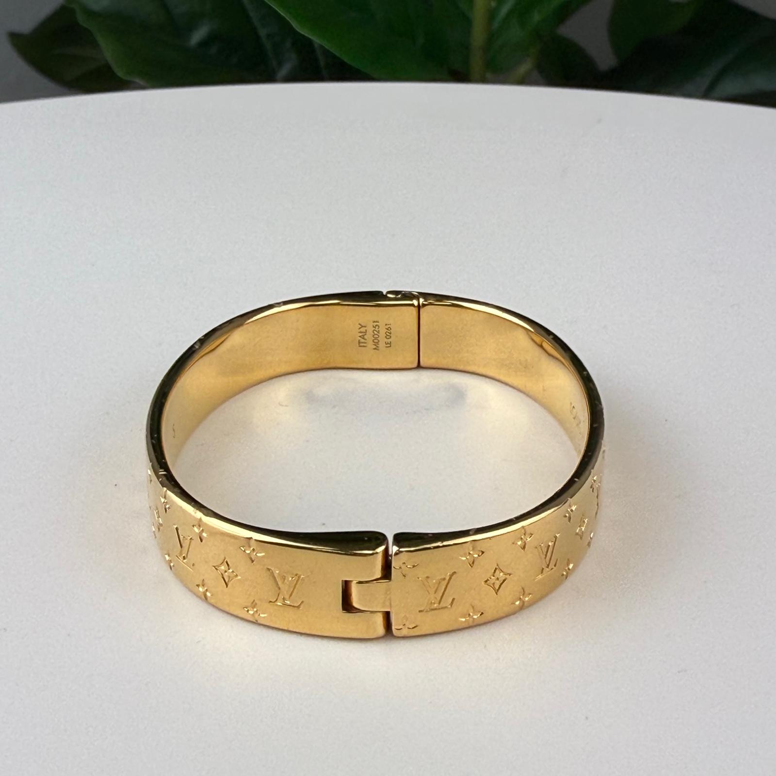 💎Authentic Louis Vuitton Nanogram Cuff Gold Bracelet Size 6"