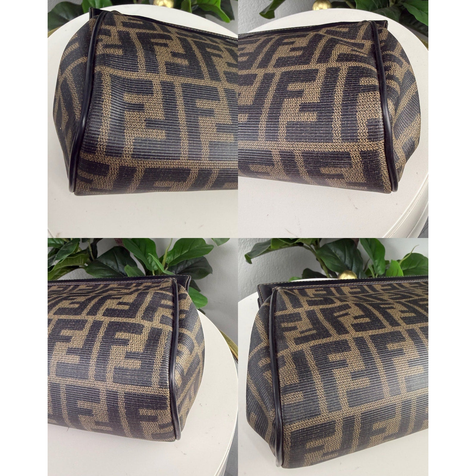 Fendi Pochetter Zucchino Vintage Shoulder Bag Gold Chain