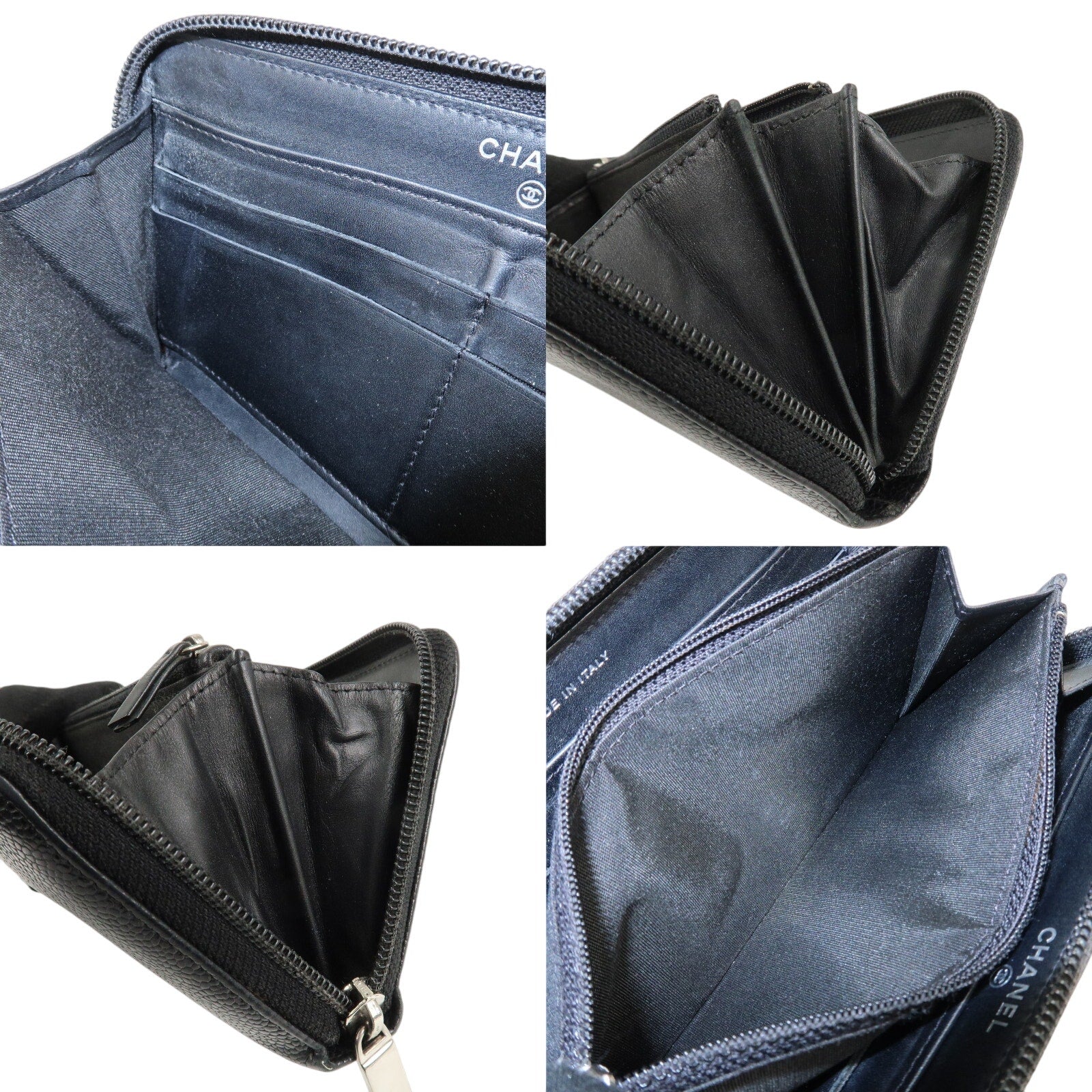 Authentic CHANEL Zip Around Long Wallet Black