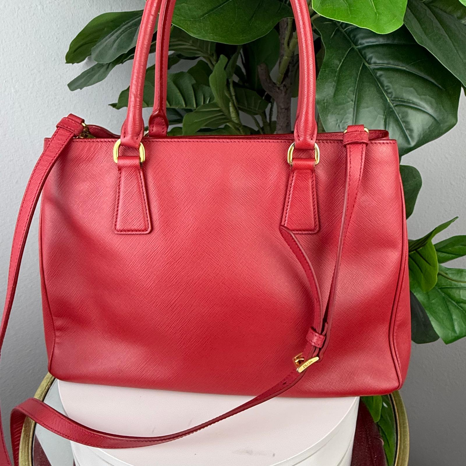 Authentic Prada Galleria Saffiano Red Tote Bag