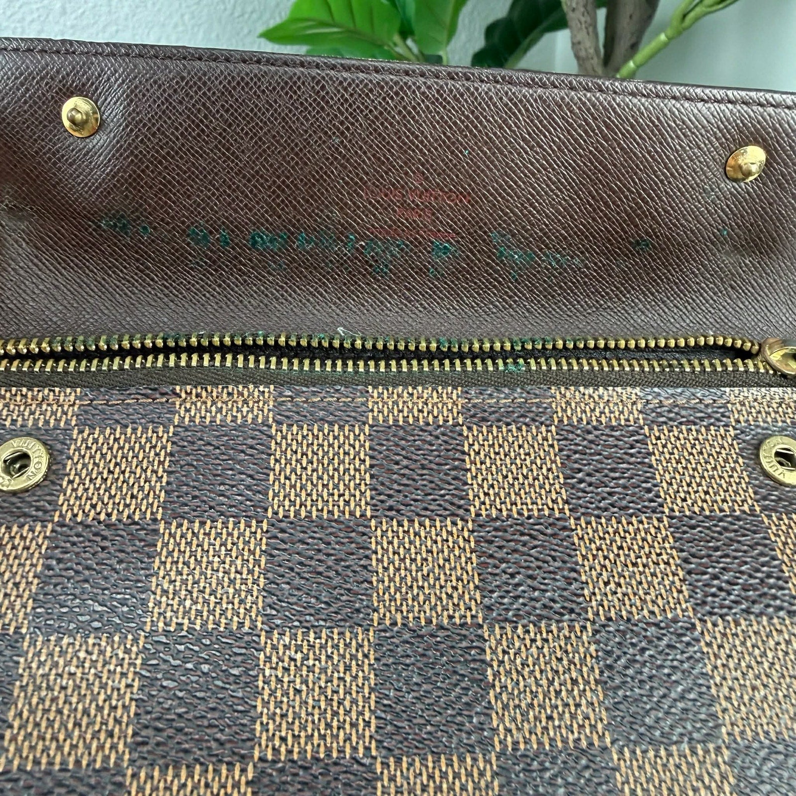 Louis Vuitton Damier Ebene Accordeon Long Wallet Brown Authentic Pre Owned