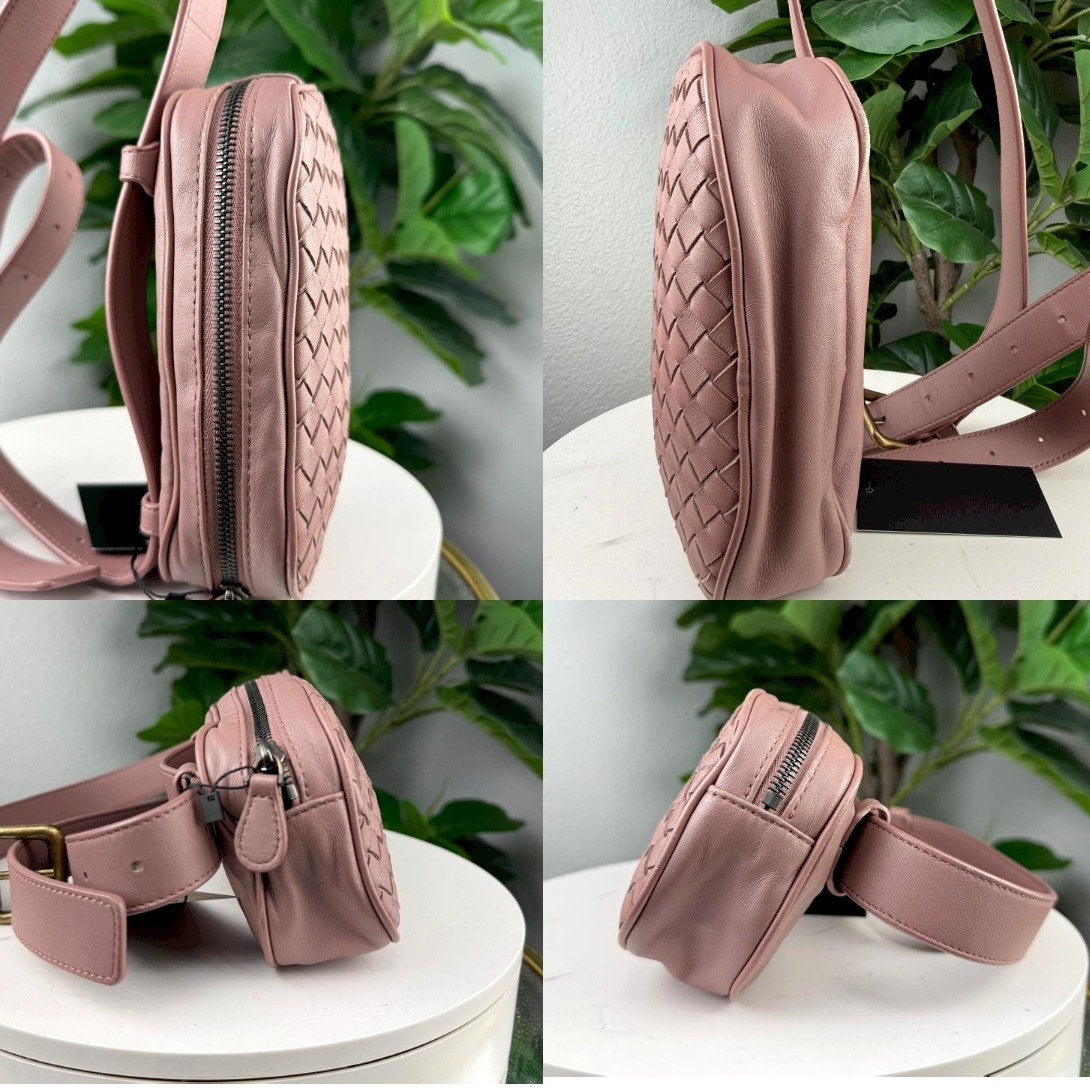 Authentic Bottega Veneta Nappa Intrecciato Belt Bag Mauve Pink - Certificate of Authenticity Included