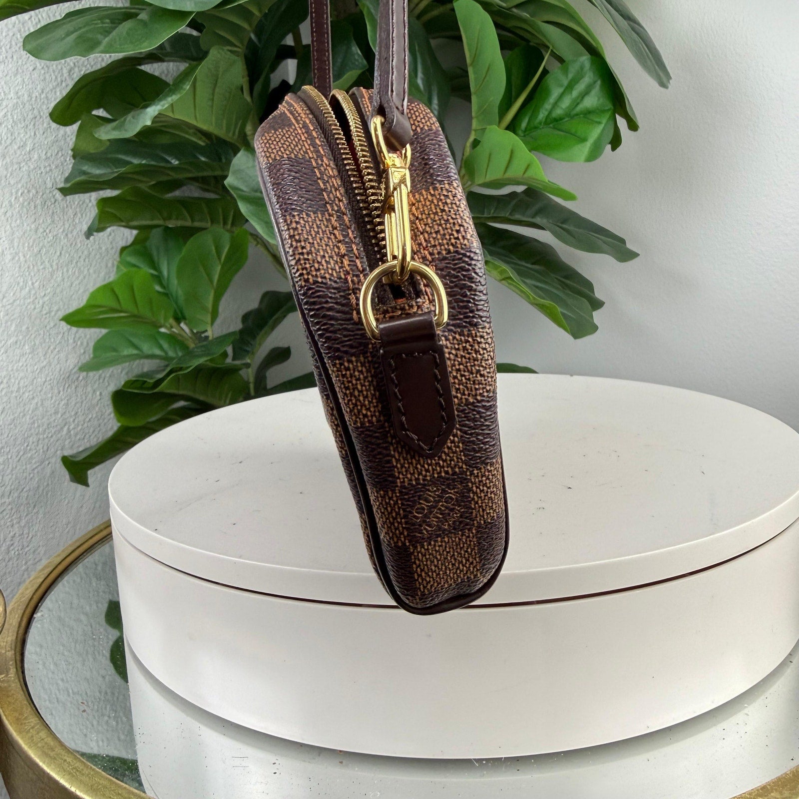 Louis Vuitton Ipanema Damier Canvas Brown Pochette Crossbody Bag Authentic Pre Owned