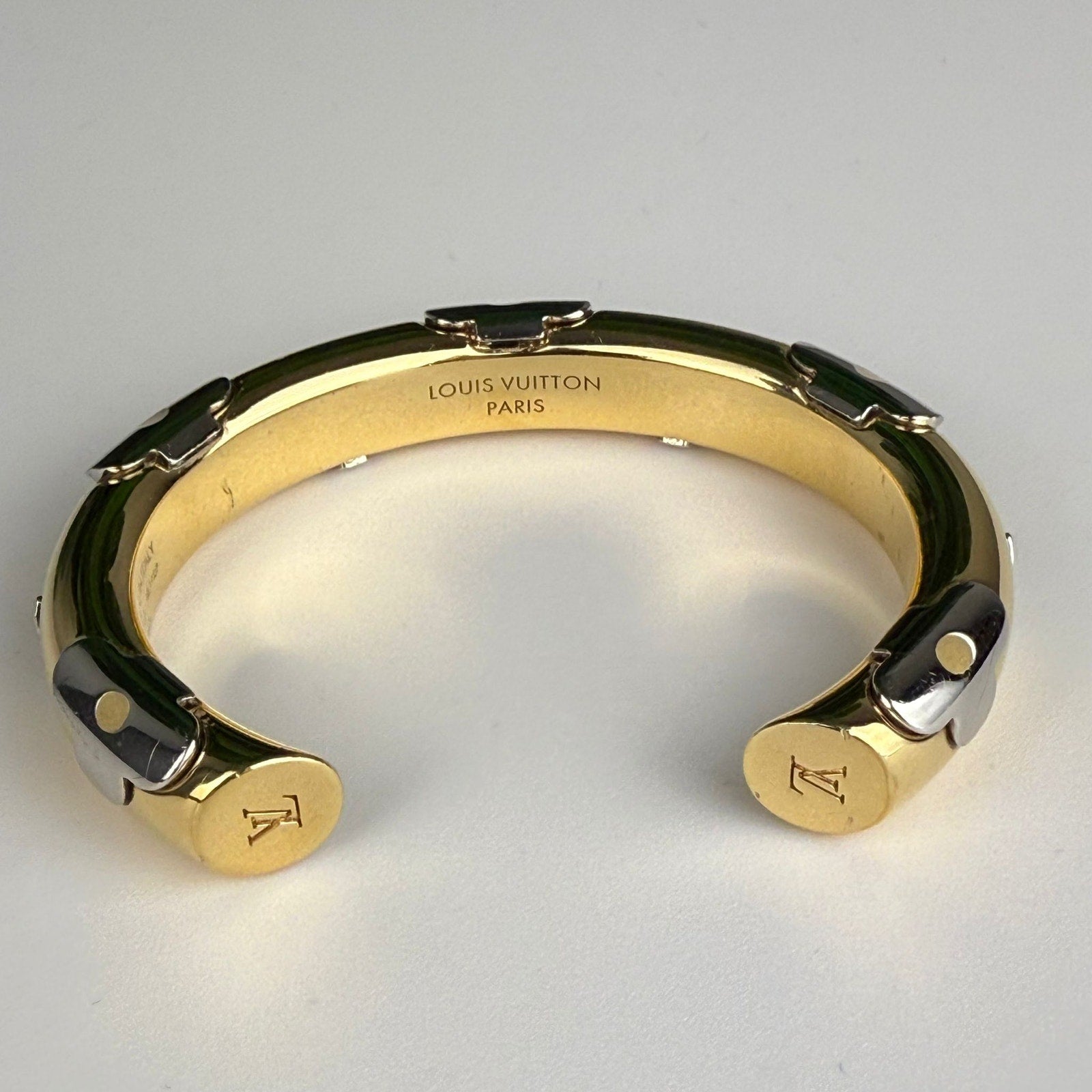 Authentic Louis Vuitton Bangle Monogram Metal Gold Silver