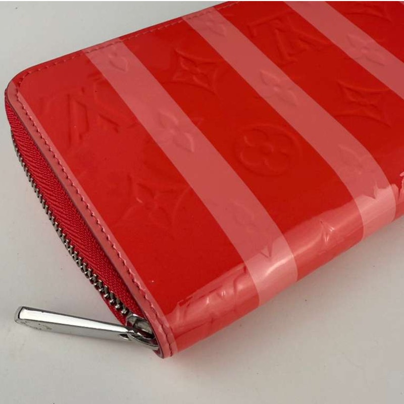 Limited Edition Louis Vuitton Monogram Vernis Rayures Zippy Red Wallet