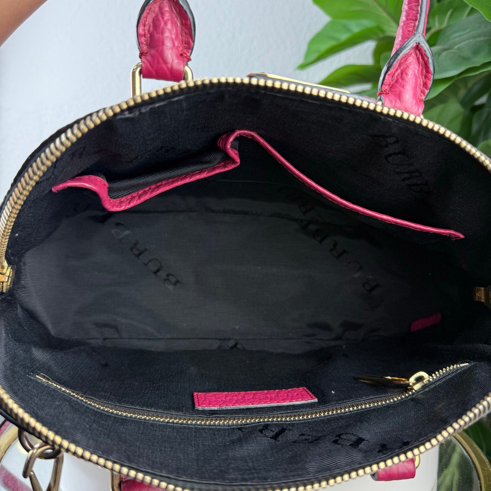 Authentic Burberry Pebbled Orchard Bowling Bag Pink Two-Way