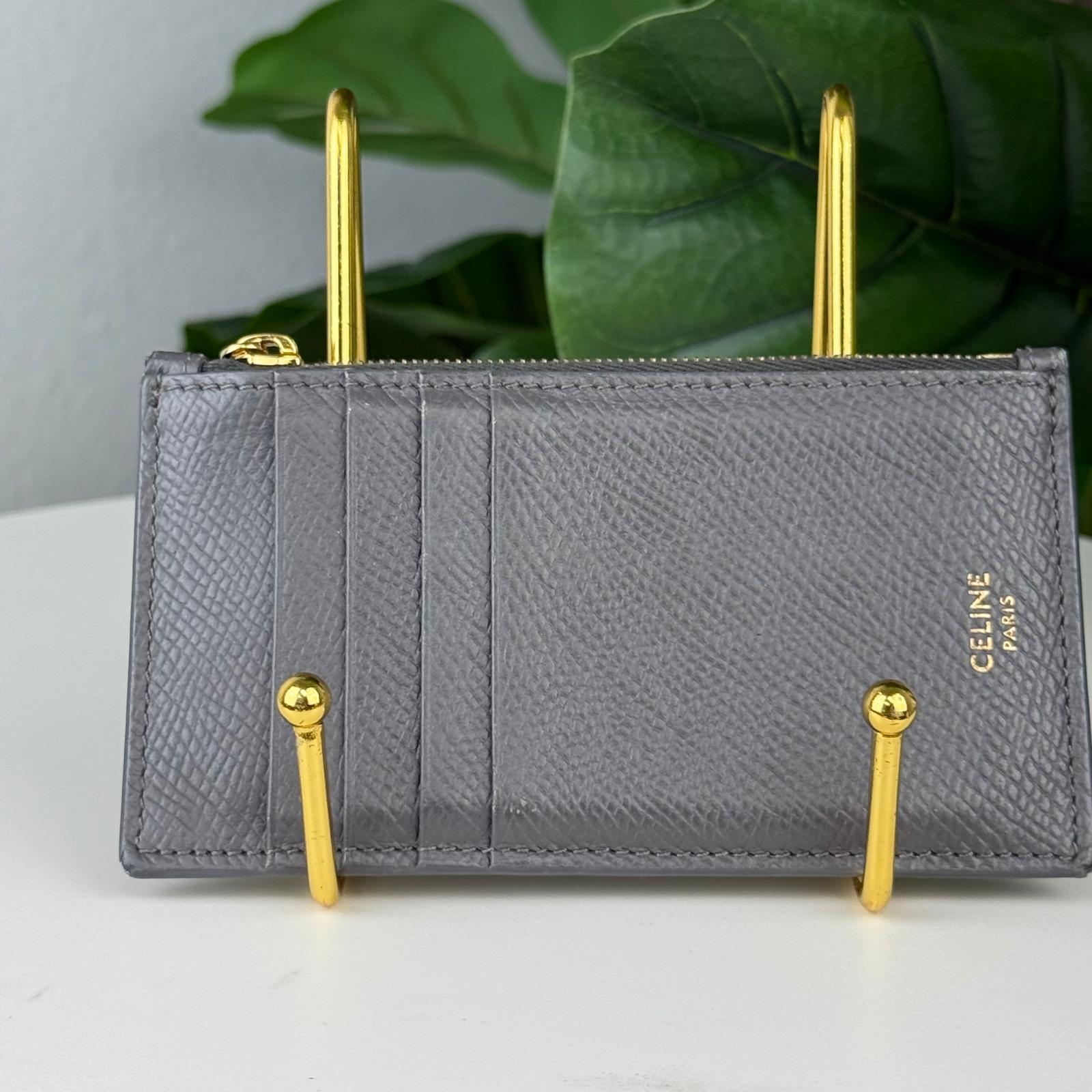 Authentic Celine Leather Gray Card Case