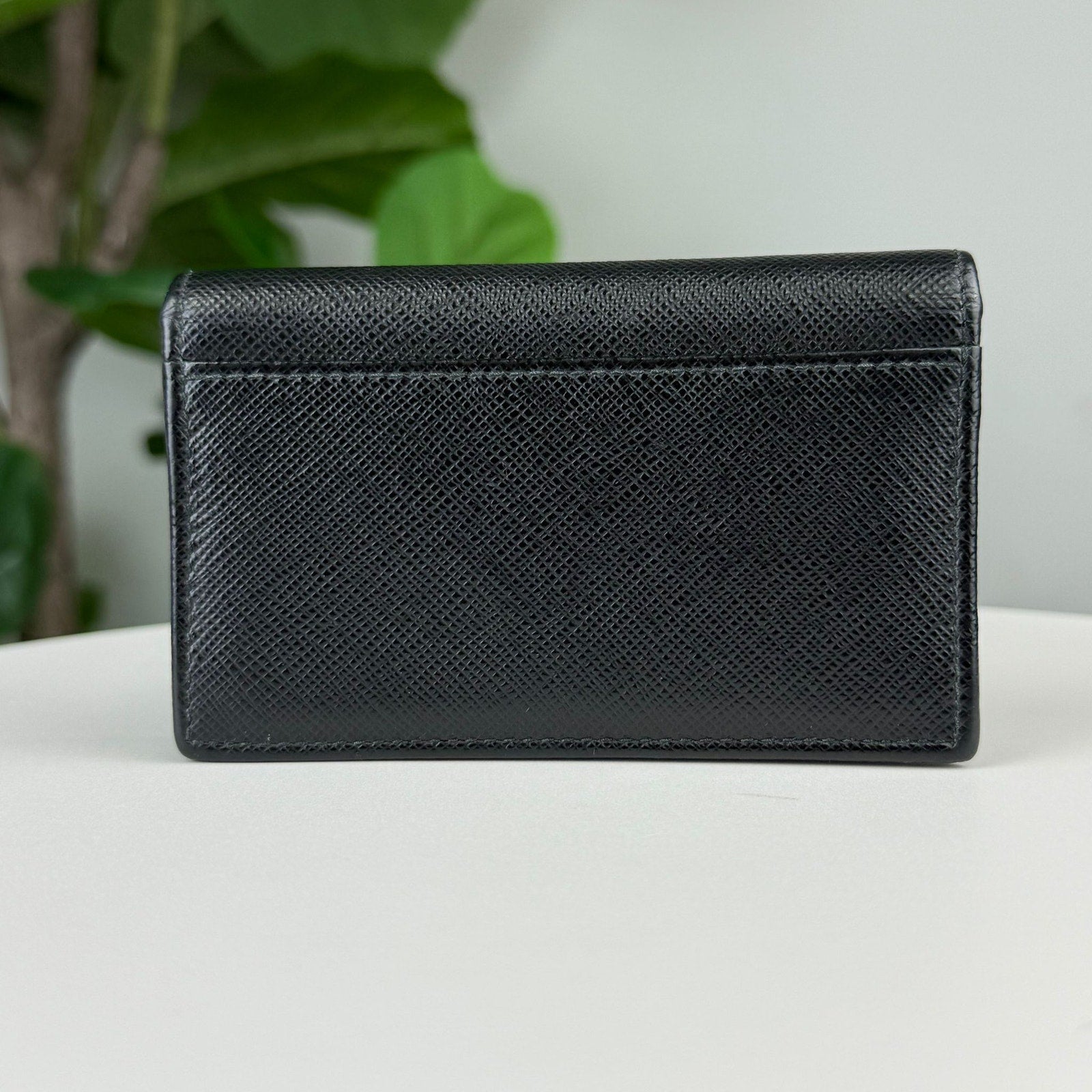 Authentic PRADA Saffiano Card Wallet Black