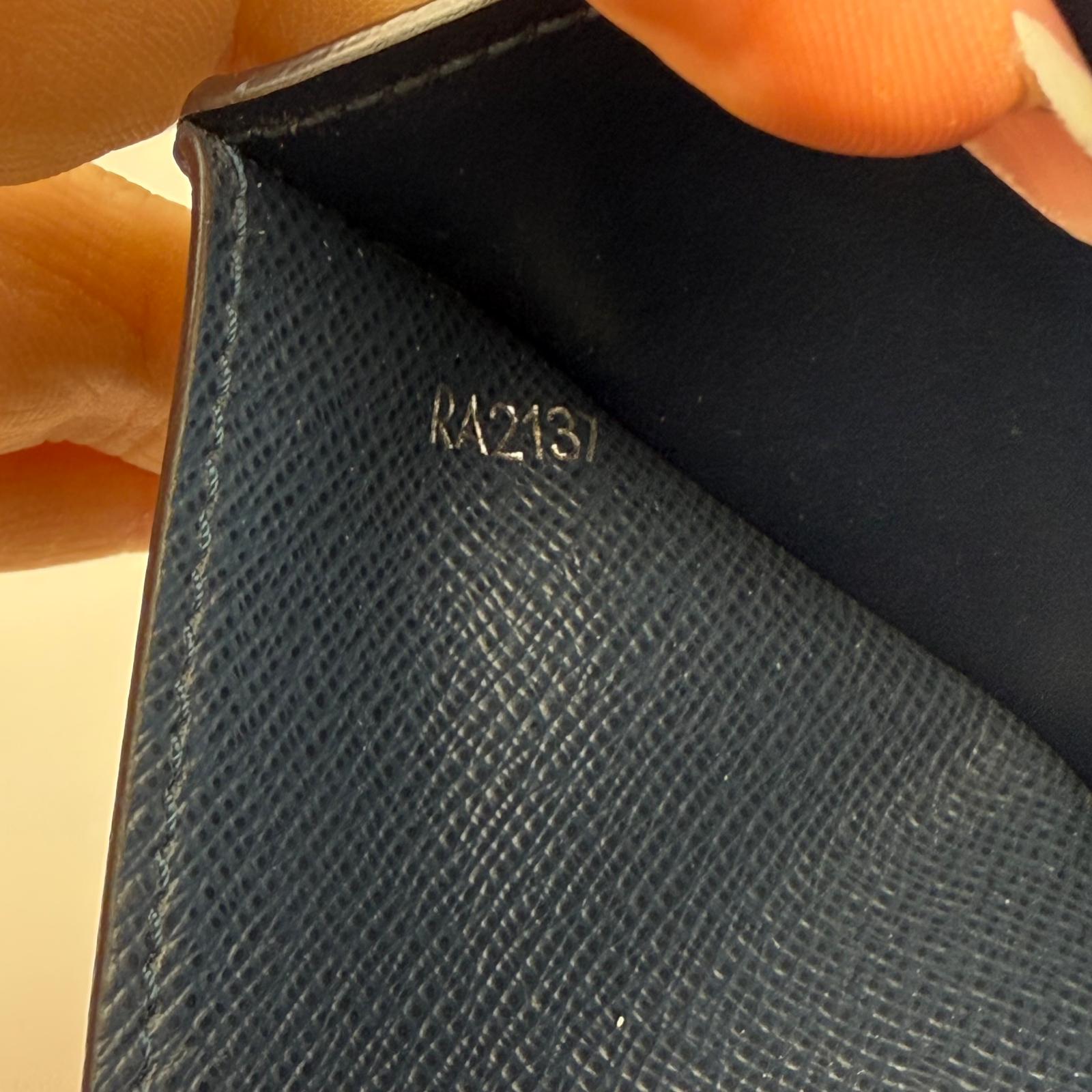 Authentic Louis Vuitton Navy Blue Leather Wallet Elegant Bifold/Card Organizer