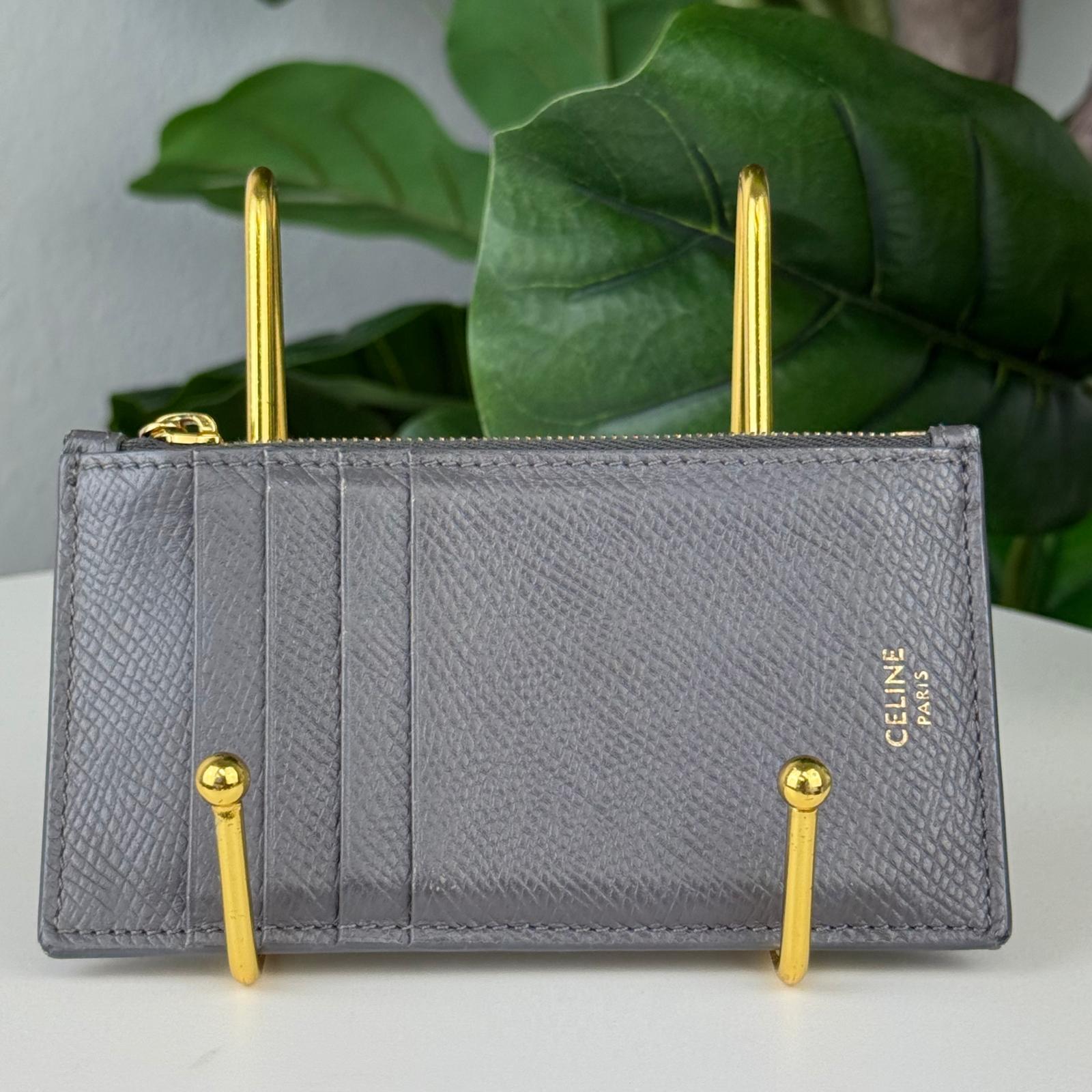 Authentic Celine Leather Gray Card Case