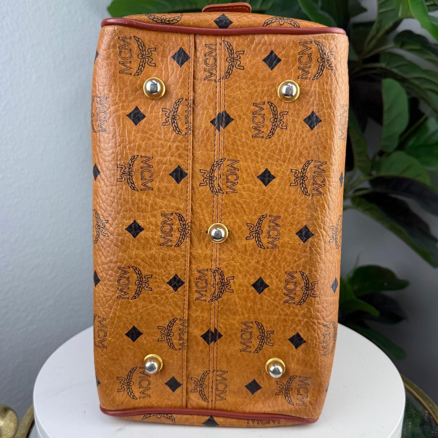 Authentic MCM Visetos Boston Bag