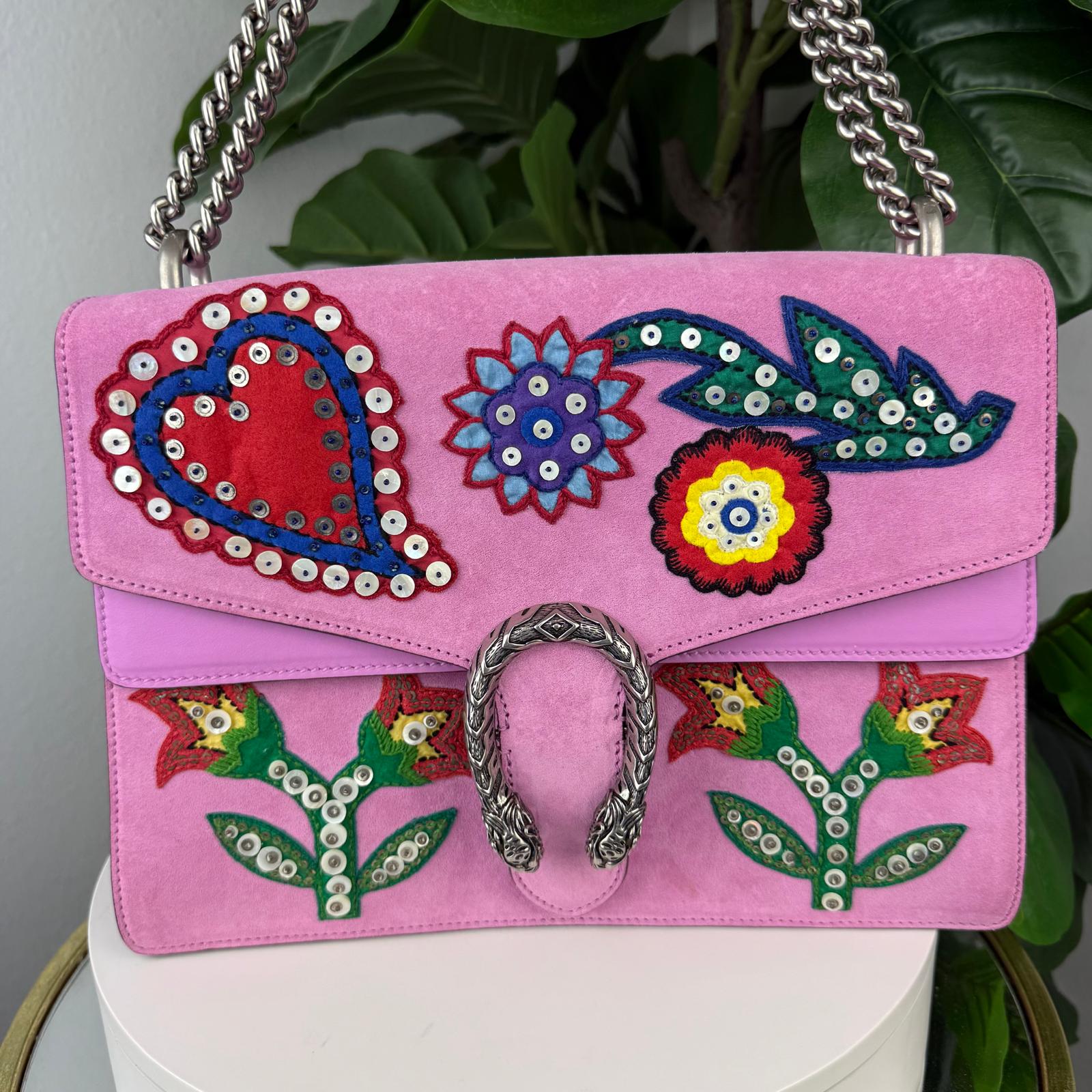 LIMITED EDITION Gucci Dionysus Pink Suede Shoulder Bag