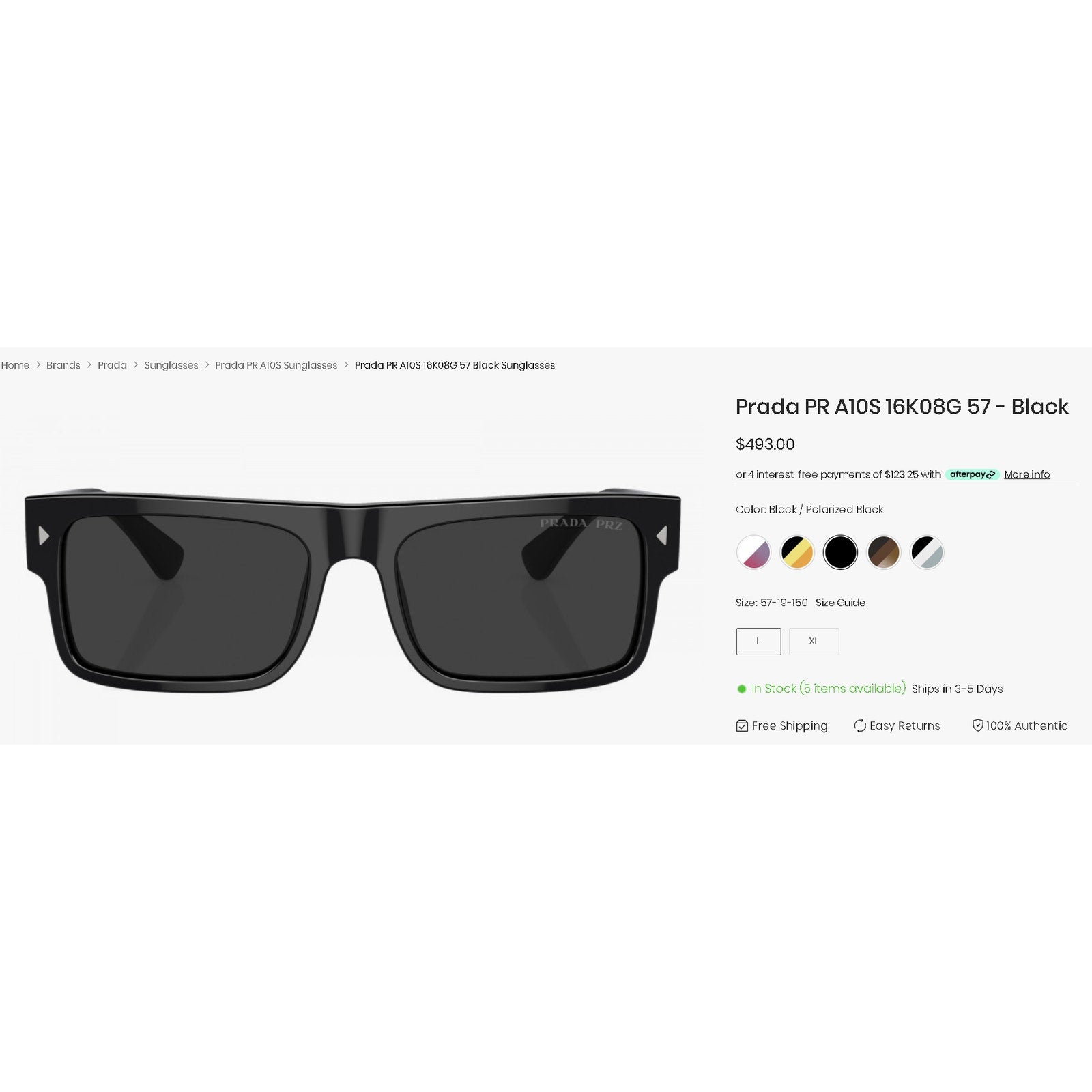 S201 PRADA Black Polarized Men's Sunglasses
