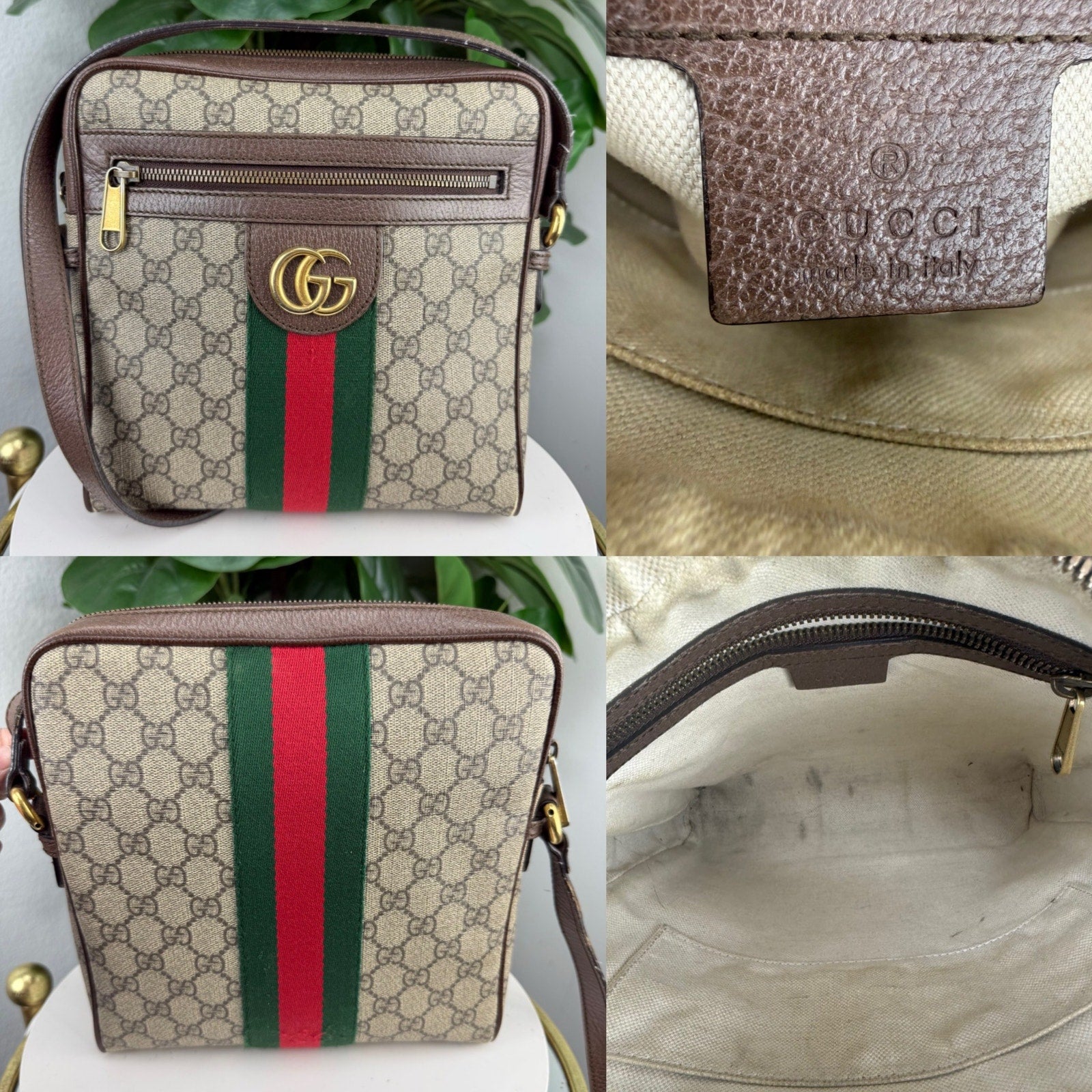 Gucci Ophidia Small GG Canvas Messenger Crossbody Bag Authentic Pre Owned