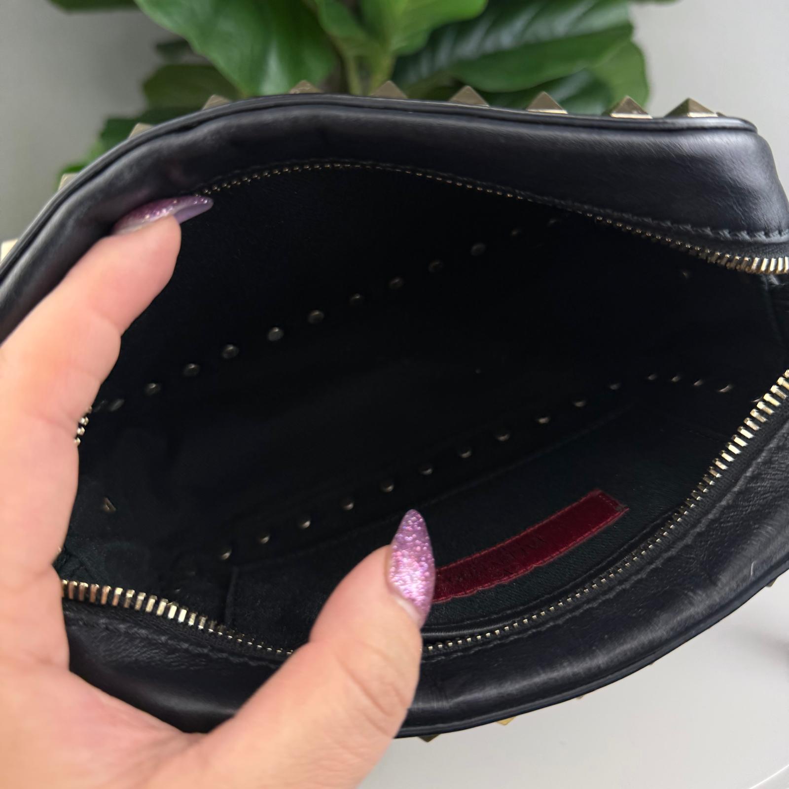 Authentic Valentino Garavani Rockstud Shoulder Bag Black