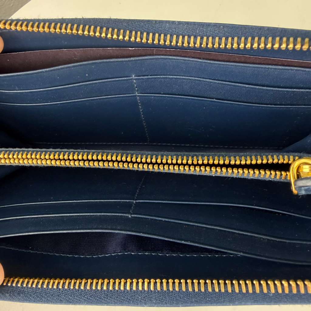 Authentic Prada Long  Blue Saffiano Leather Wallet