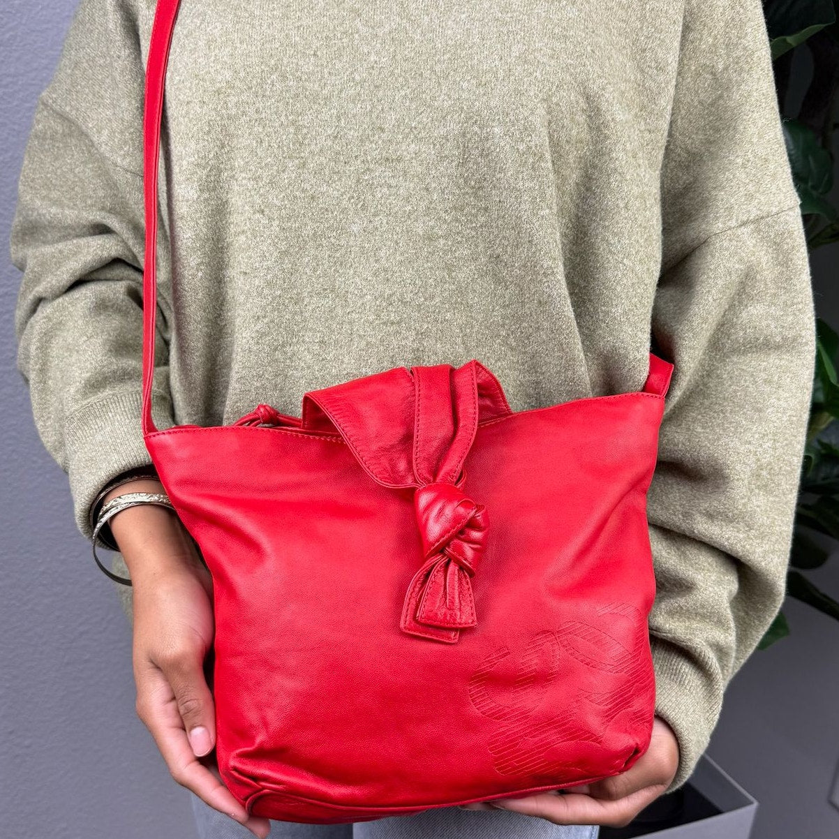 Loewe Madrid Red Leather Shoulder Bag