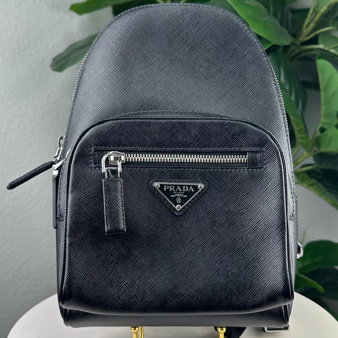 Authentic Prada Convertible Sling Backpack Black