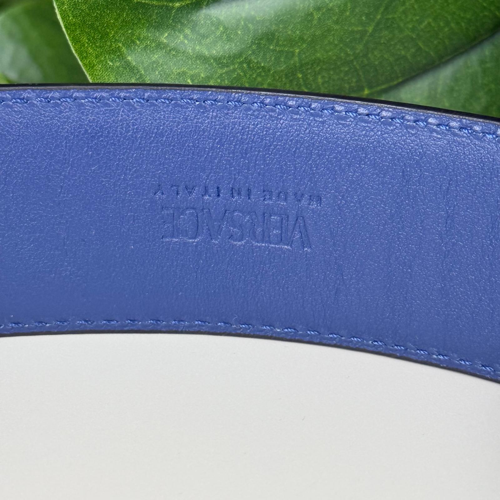 Authentic Versace Medusa Blue Leather Belt Size 85