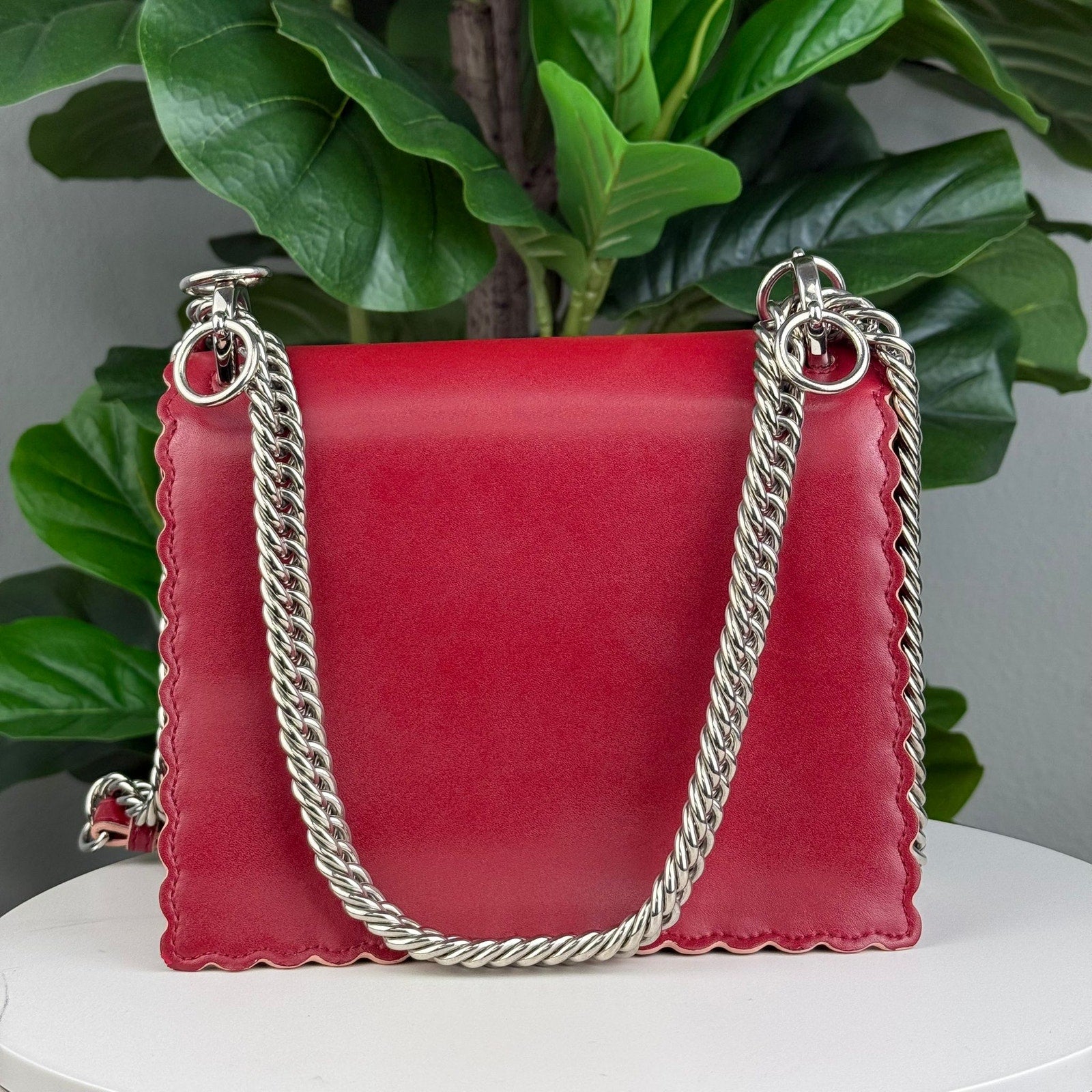 Authentic Fendi Kan I Bag Leather Small Red Shoulder Bag