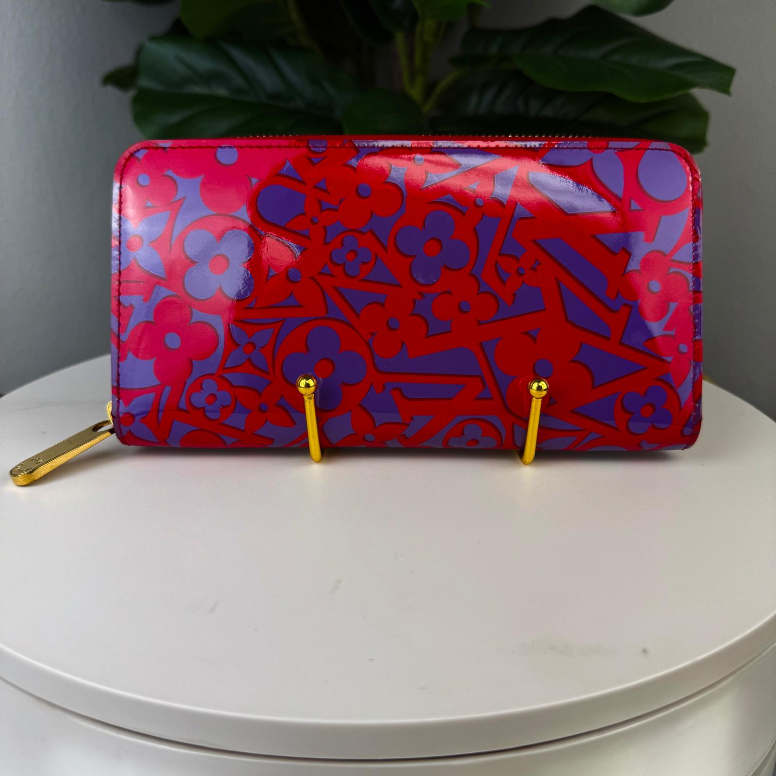 Authentic Louis Vuitton Monogram Vernis Leather Rose Indien Wallet