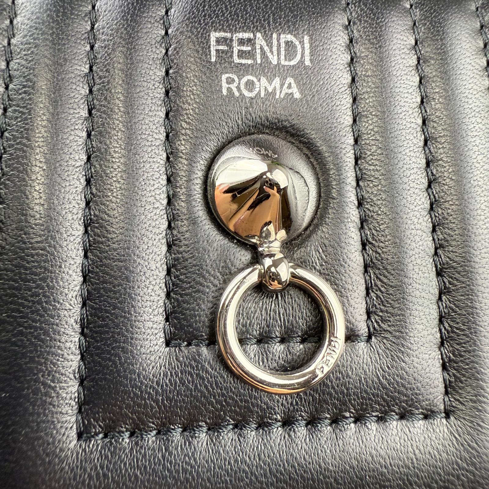 💎Authentic Fendi DotCom LOng Zip  Black Leather Wallet