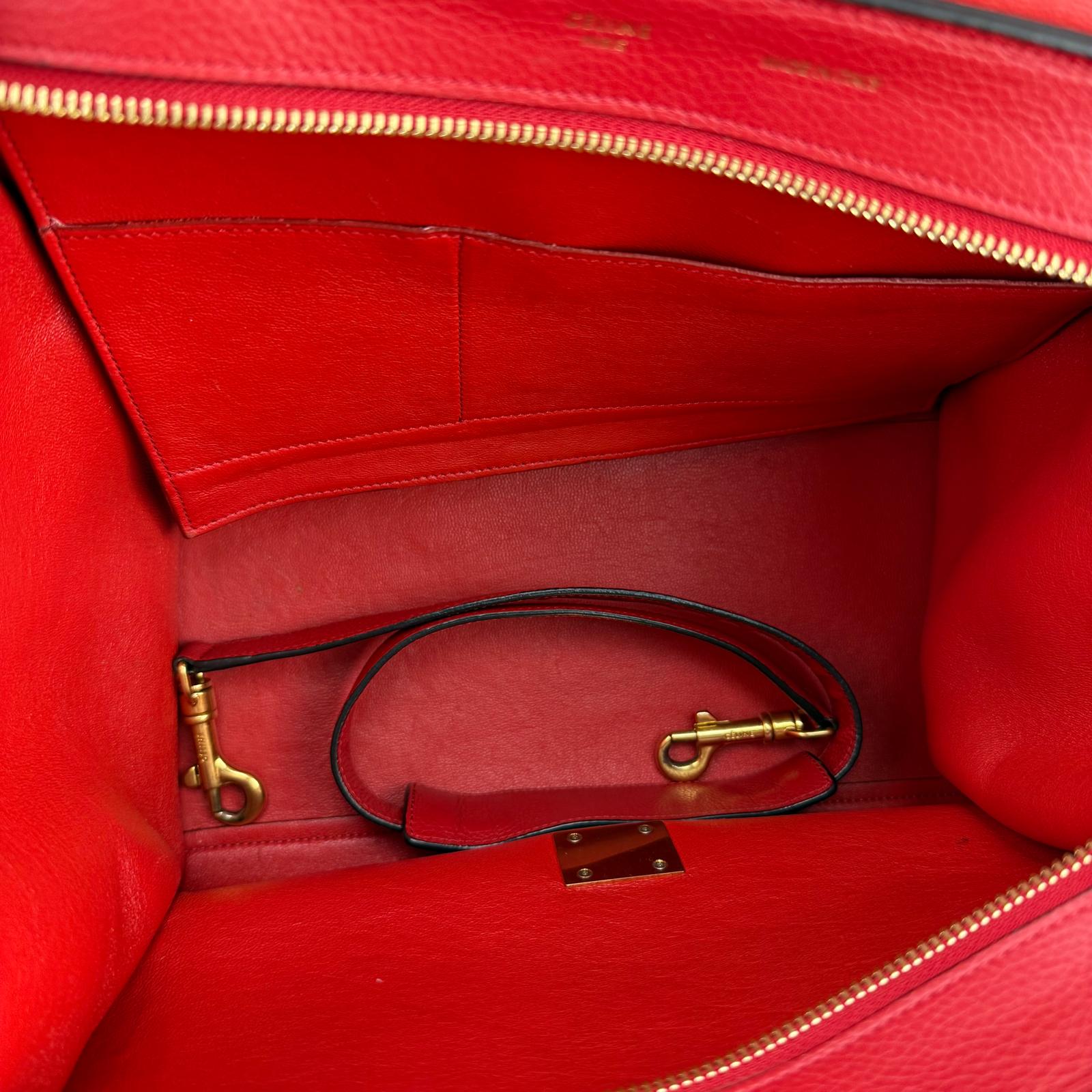 Authentic Celine Trapeze Bag Pebbled Calfskin Red