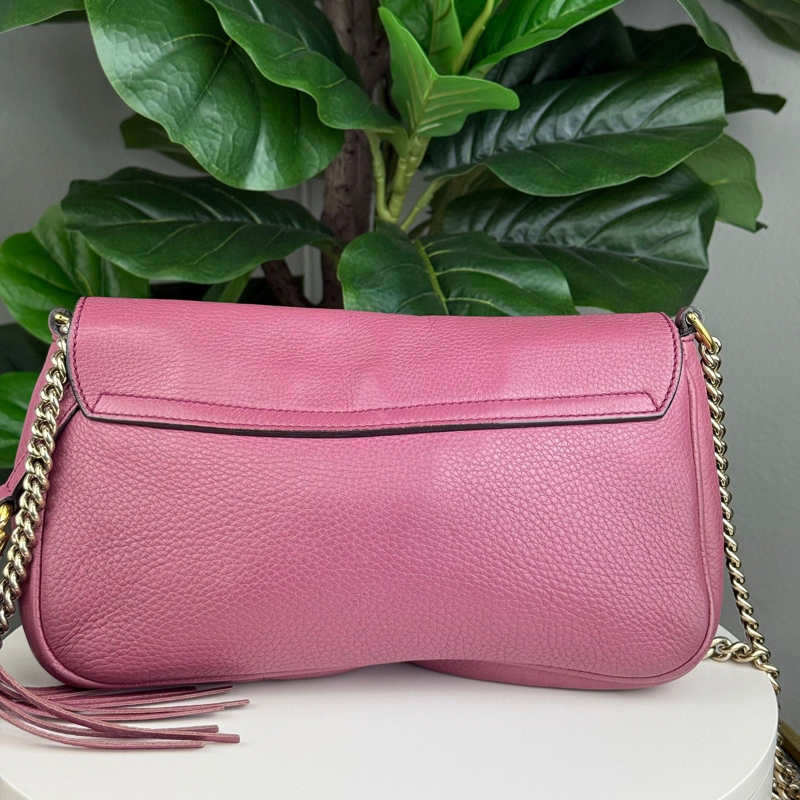 Authentic Gucci Soho Flap Crossbody Bag Purple