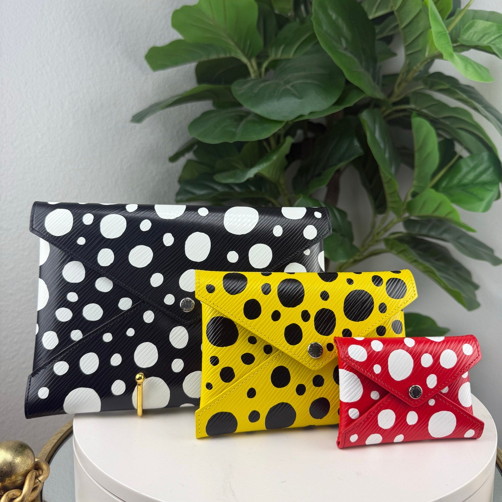 Louis Vuitton Yayoi Kusama Polka Dot Epi Leather Envelope Pouch Set Authentic Pre Owned