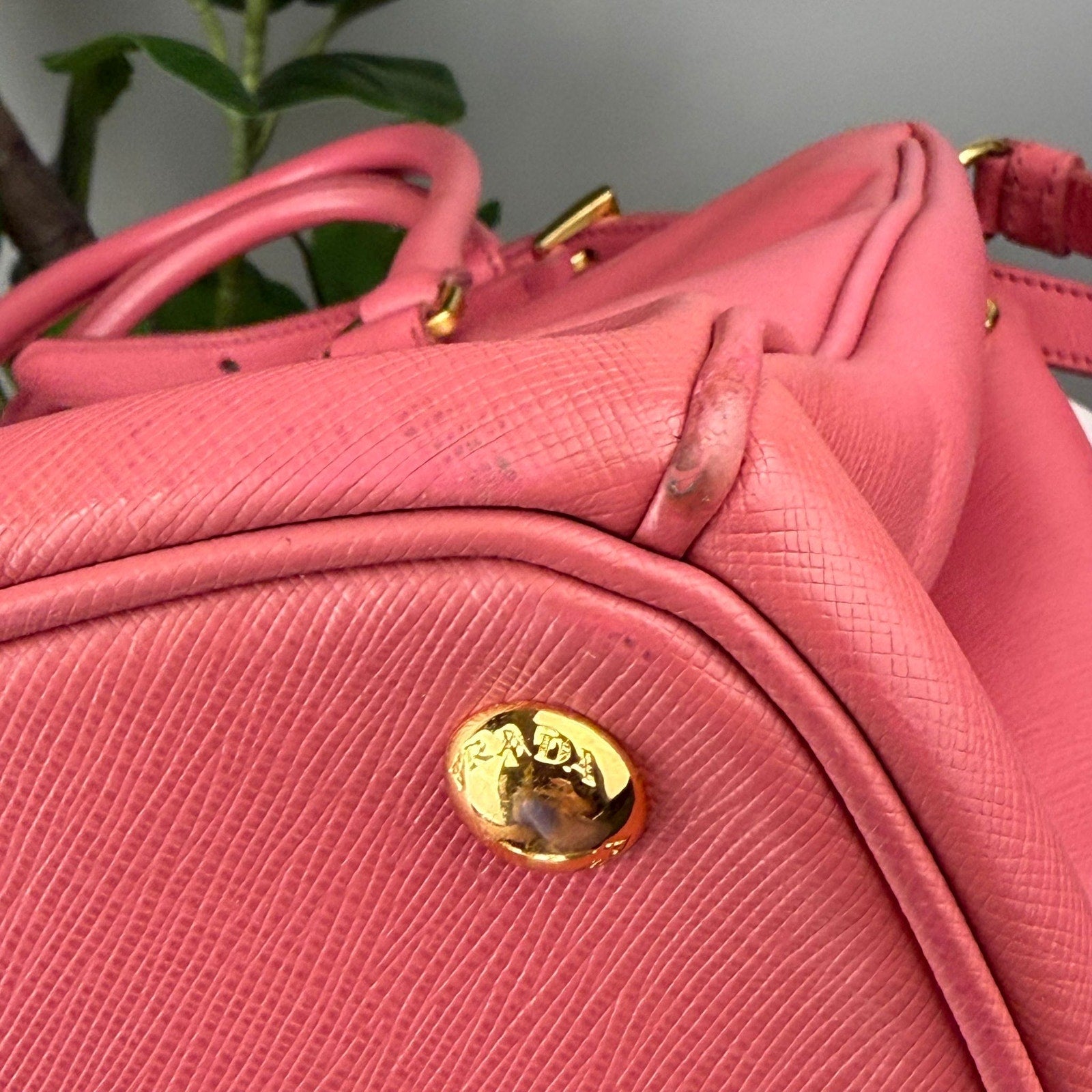 Authentic Prada Pink Saffiano Lux Leather Small Tote Bag