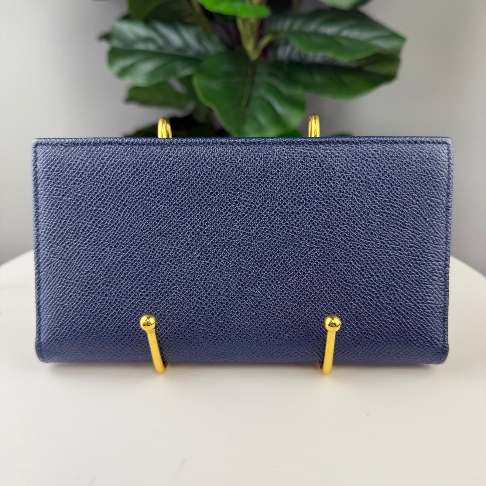 💎✨Authentic Bvlgari Men's Long Wallet Navy Calfskin