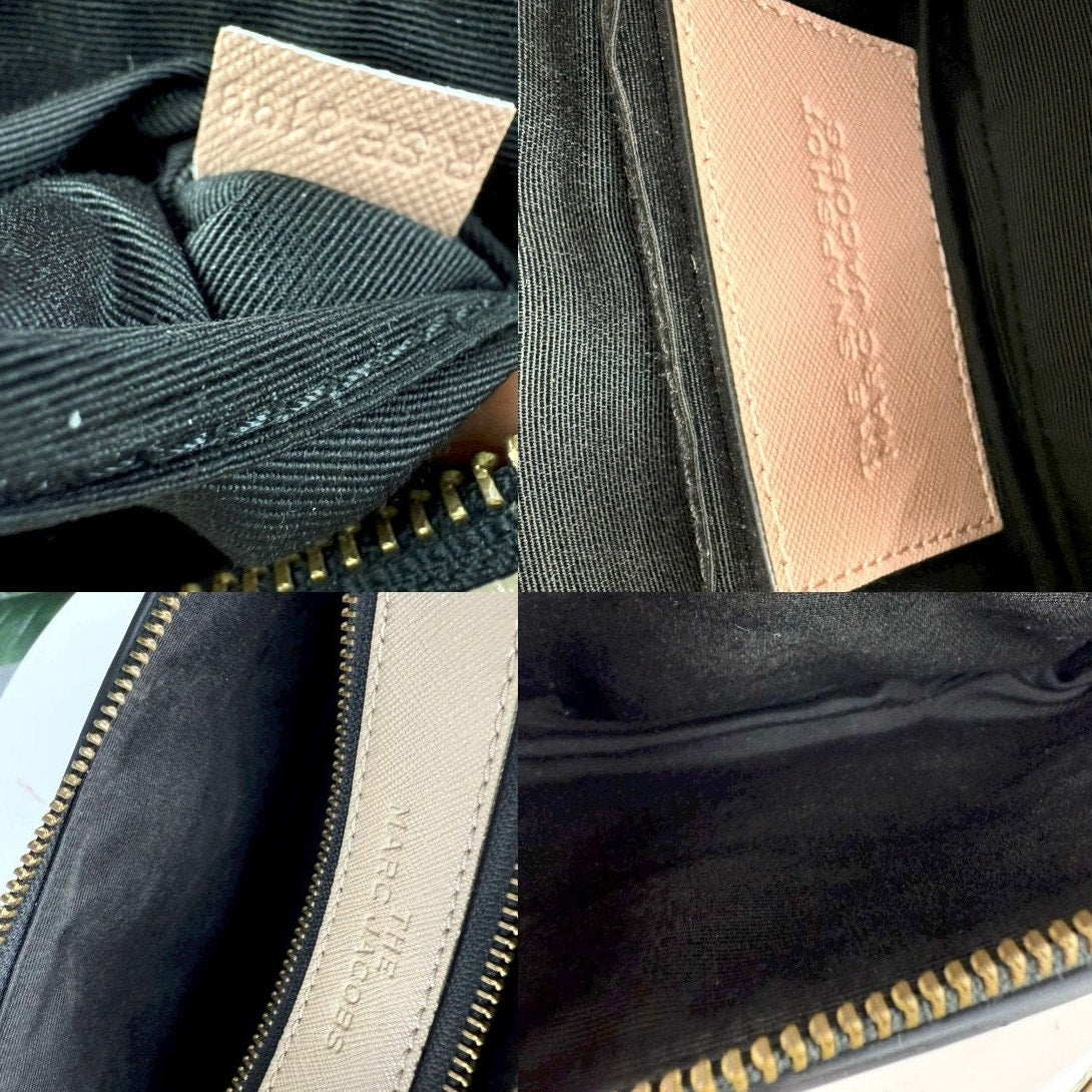 💎✨Authentic Marc Jacobs Pink Leather Gold Tone Canvas Logo Shoulder Strap Snapshot Bag