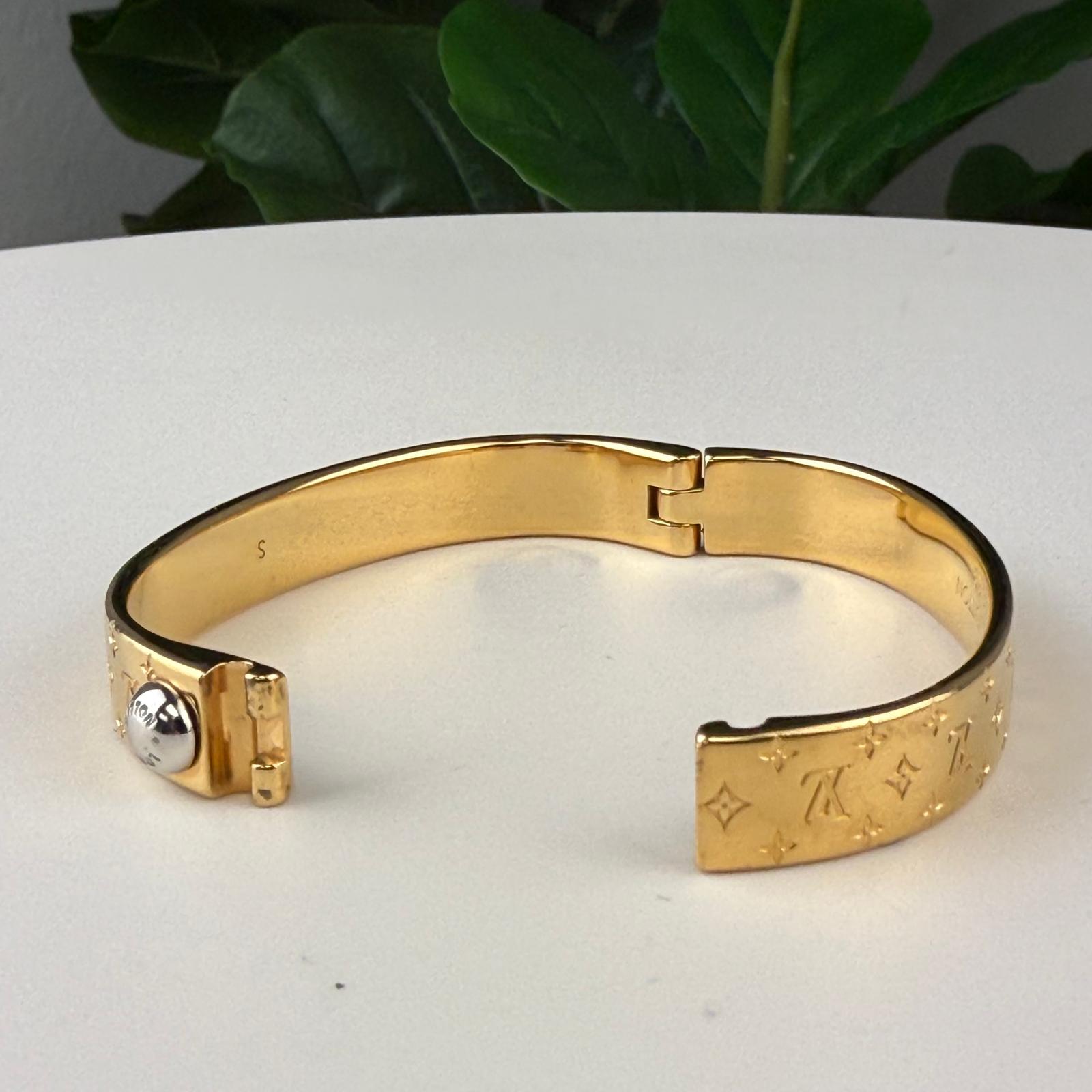 💎Authentic Louis Vuitton Nanogram Cuff Gold Bracelet Size 6"