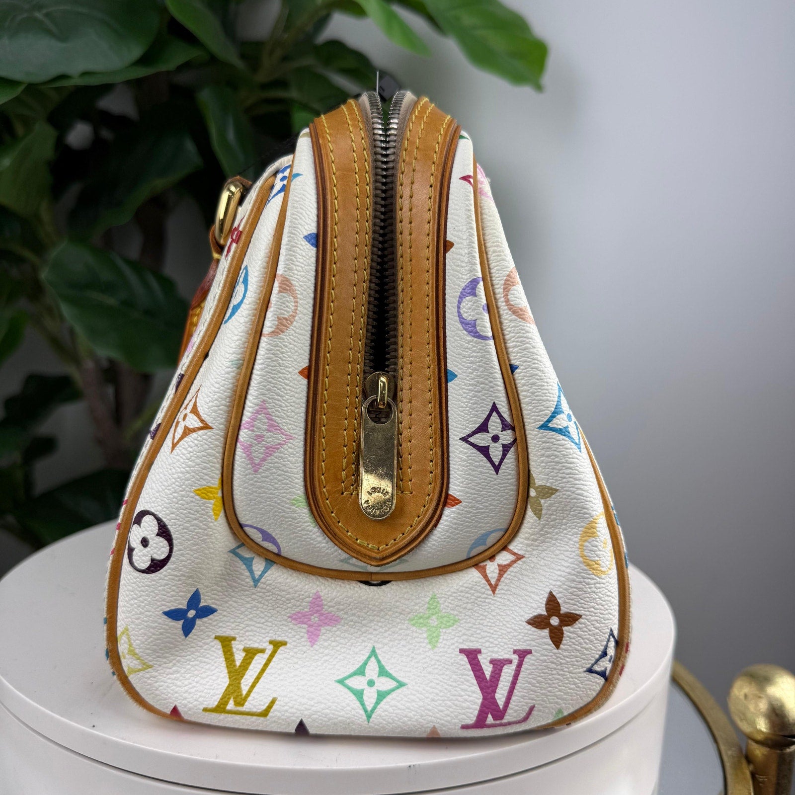 Louis Vuitton Priscilla Multicolore Canvas White Satchel Bag Authentic Pre Owned